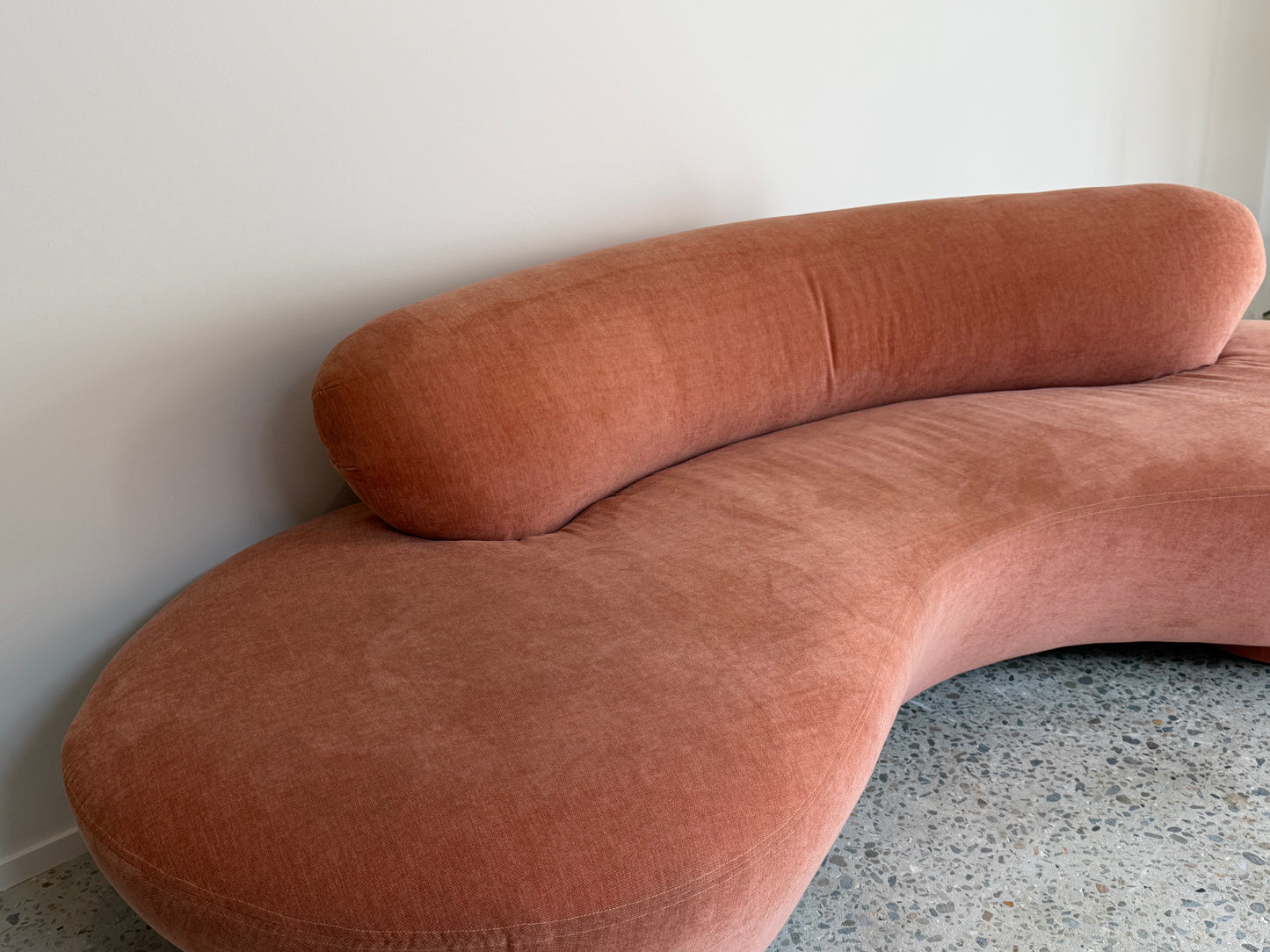 Peachy Velvet Curved Sofa