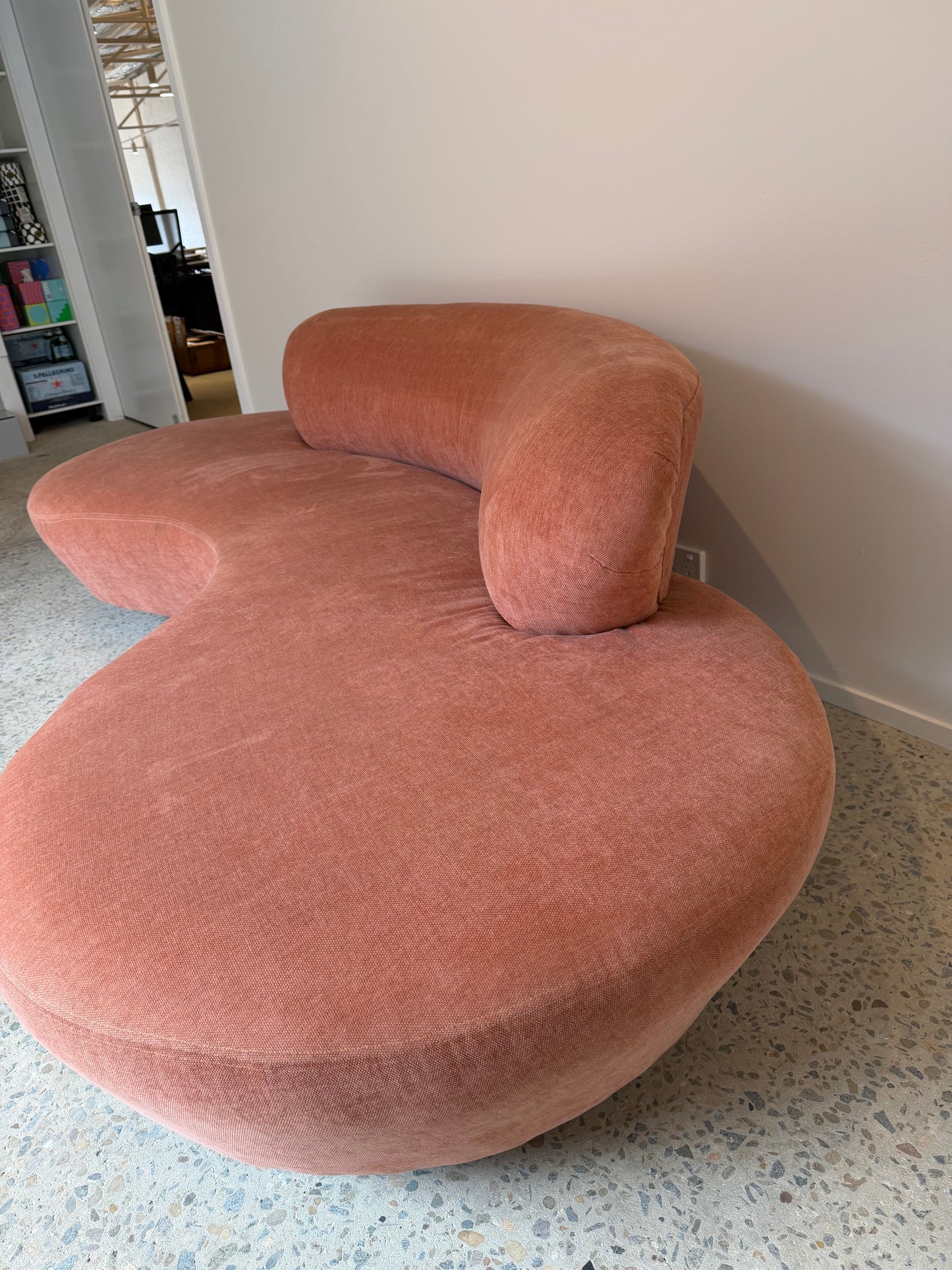 Peachy Velvet Curved Sofa