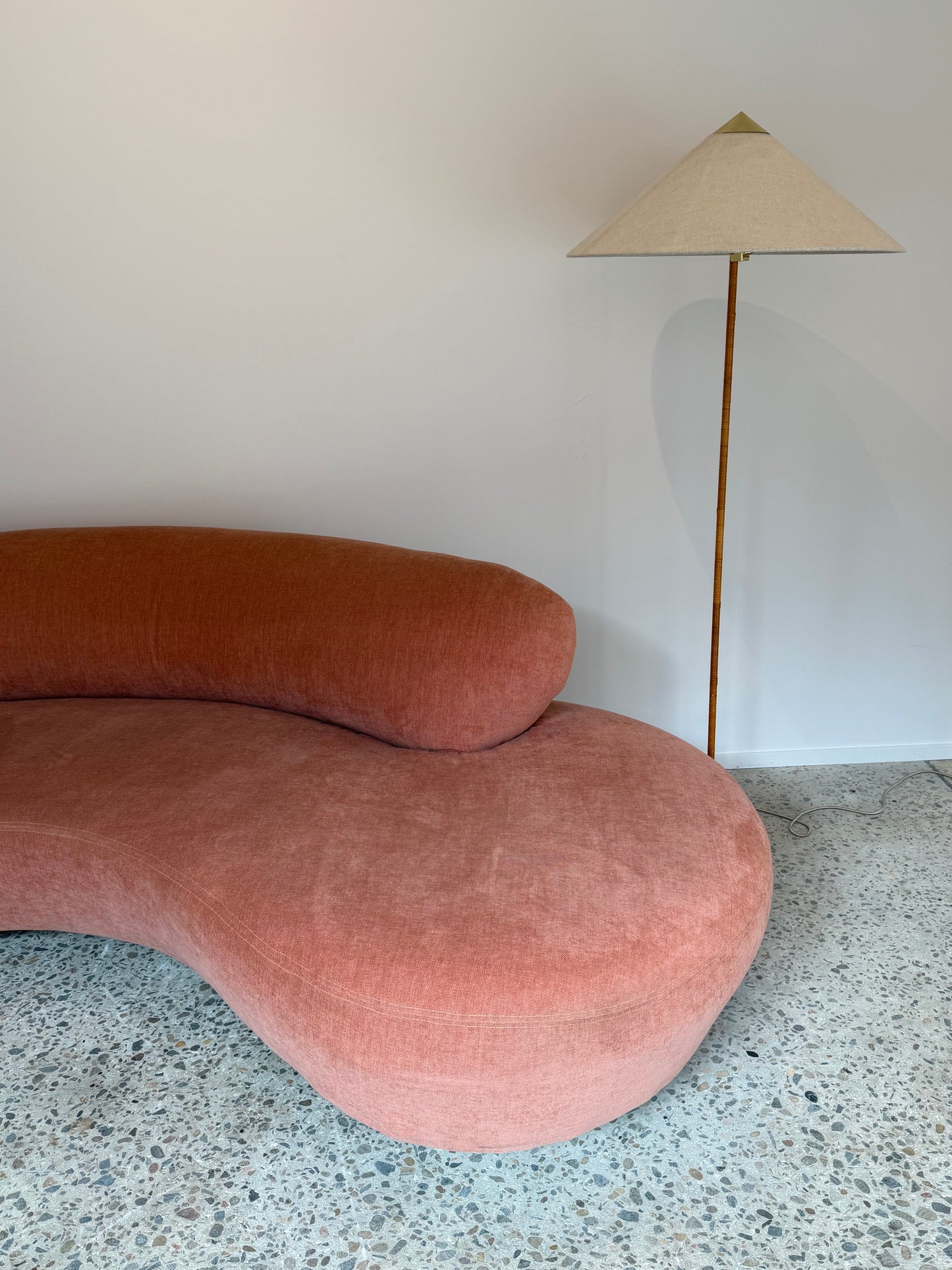 Peachy Velvet Curved Sofa