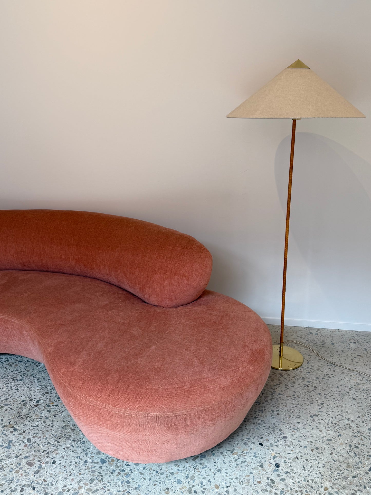Peachy Velvet Curved Sofa