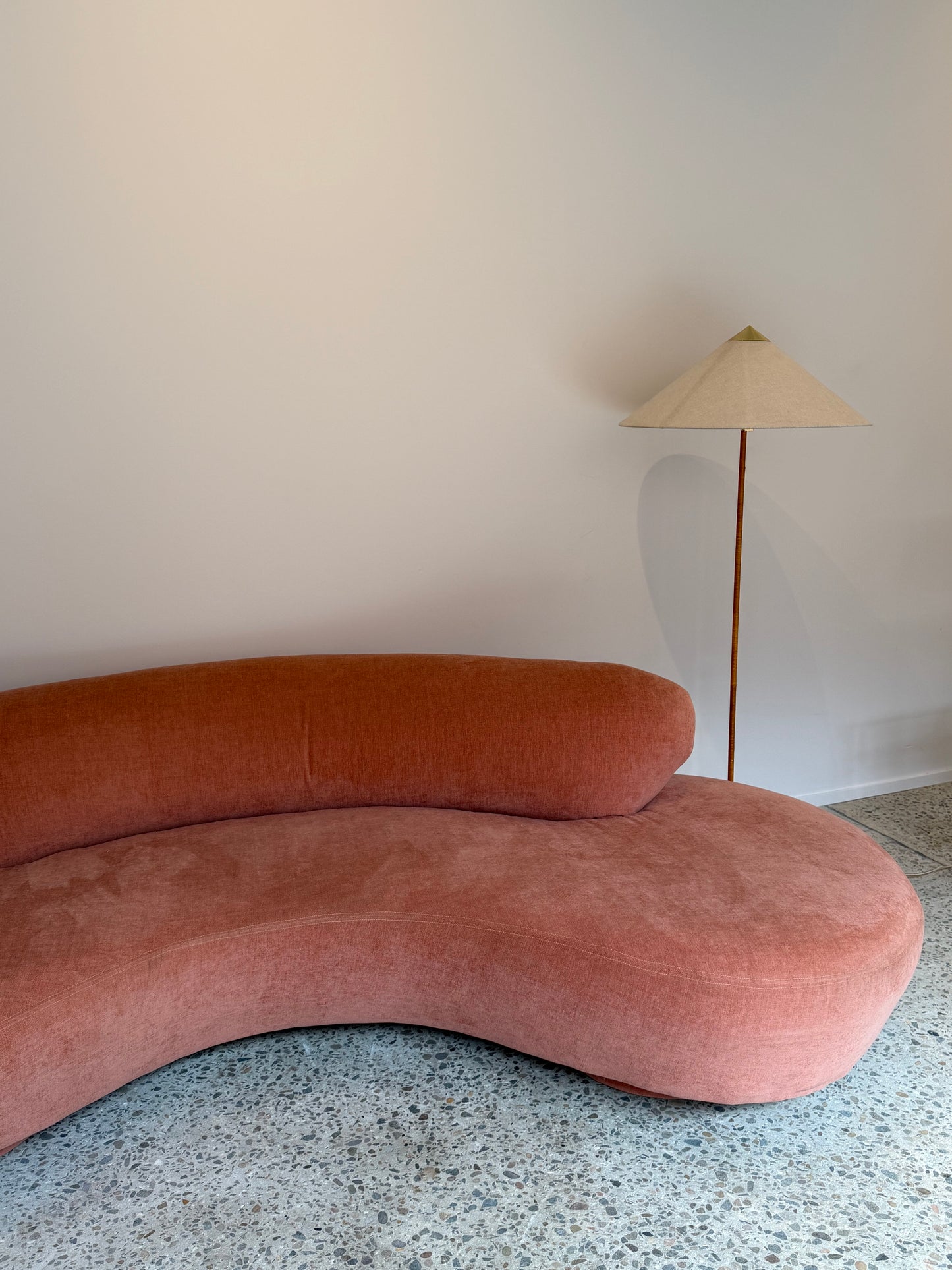 Peachy Velvet Curved Sofa