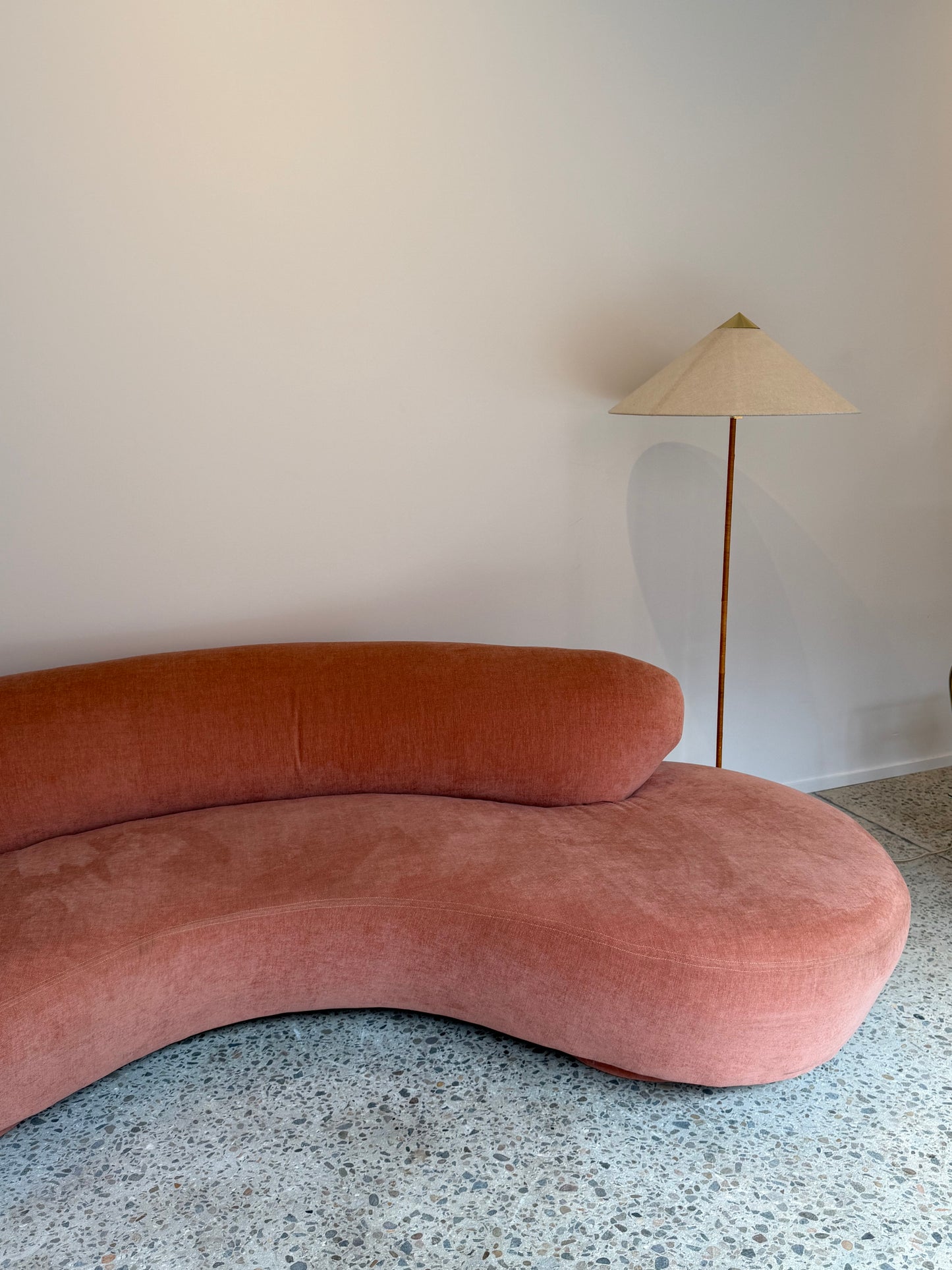 Peachy Velvet Curved Sofa