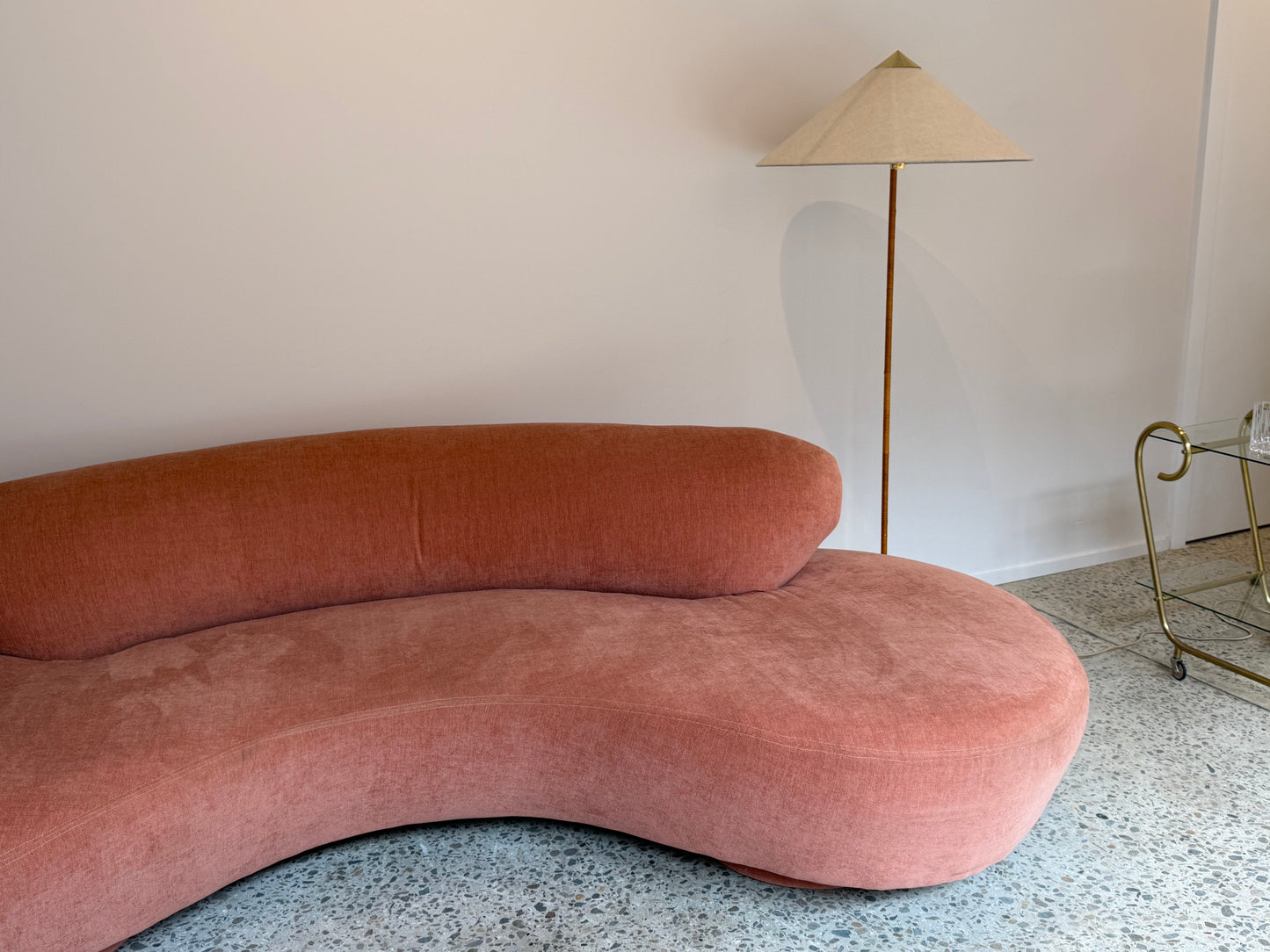 Peachy Velvet Curved Sofa