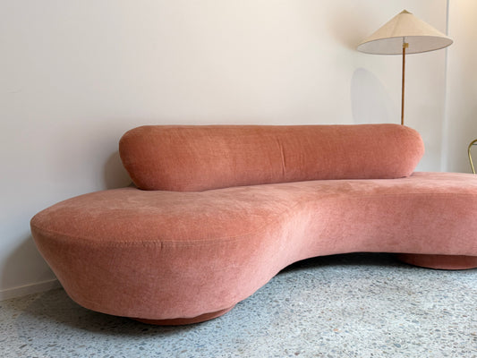 Peachy Velvet Curved Sofa