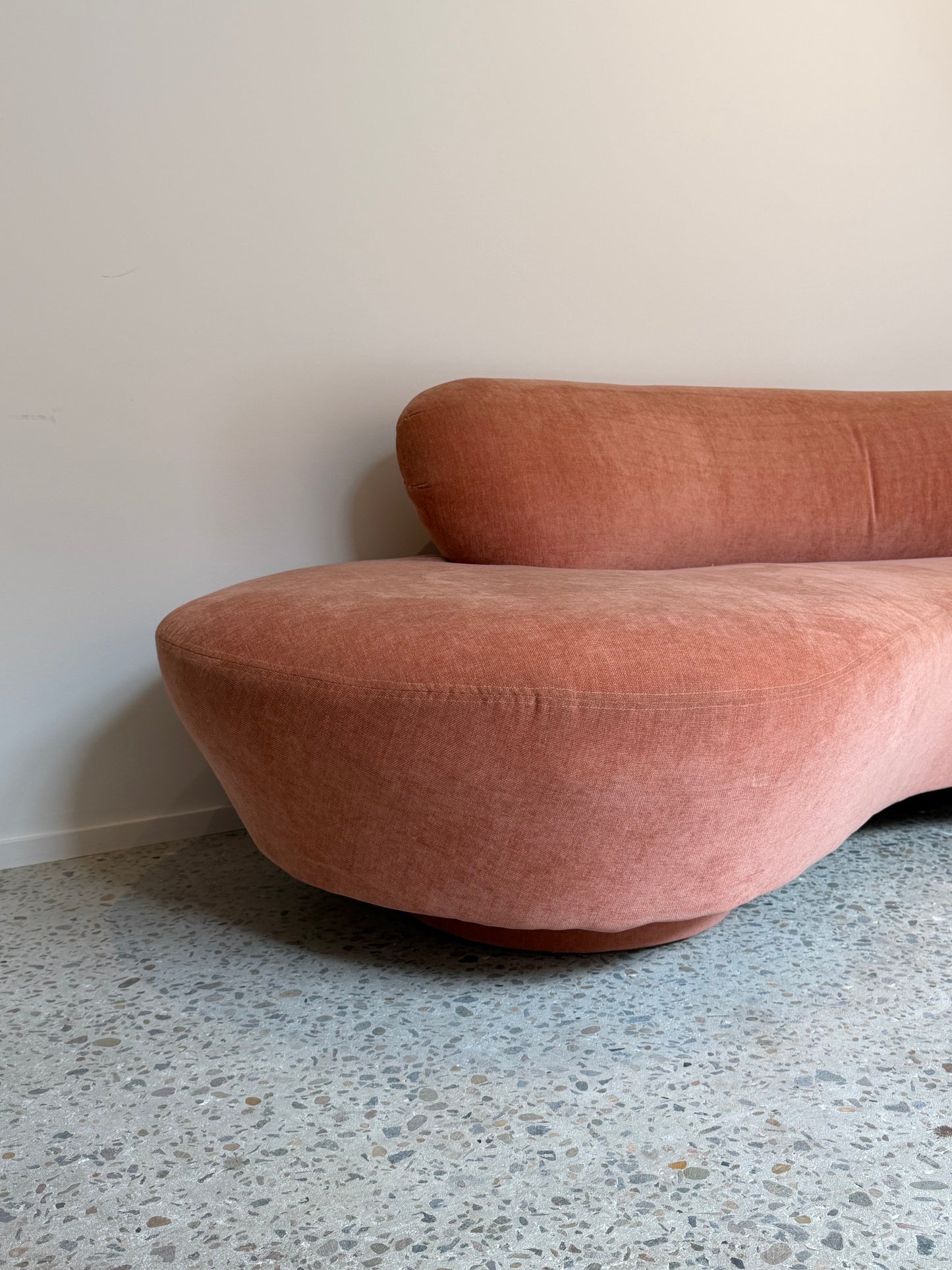 Peachy Velvet Curved Sofa