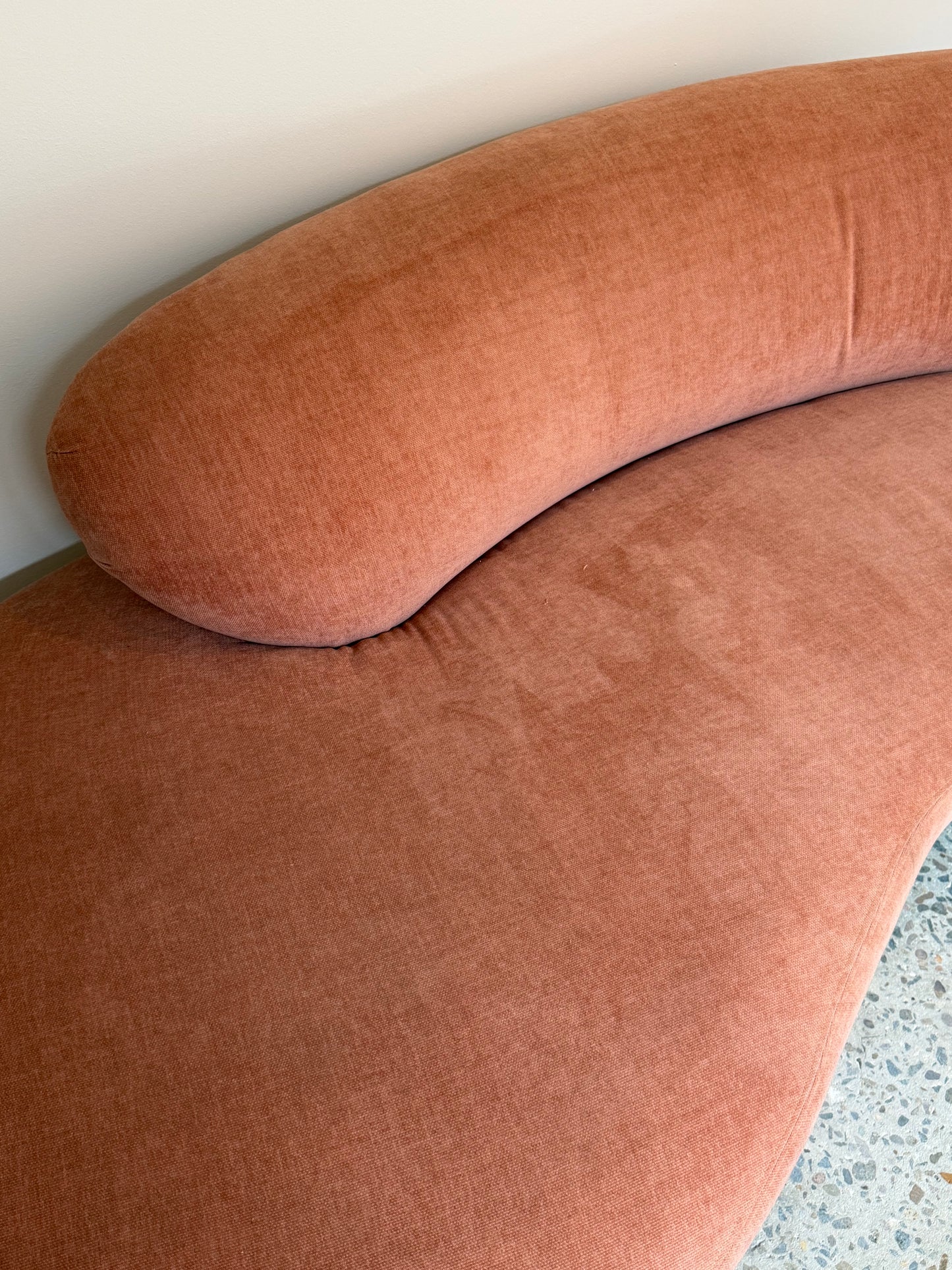 Peachy Velvet Curved Sofa