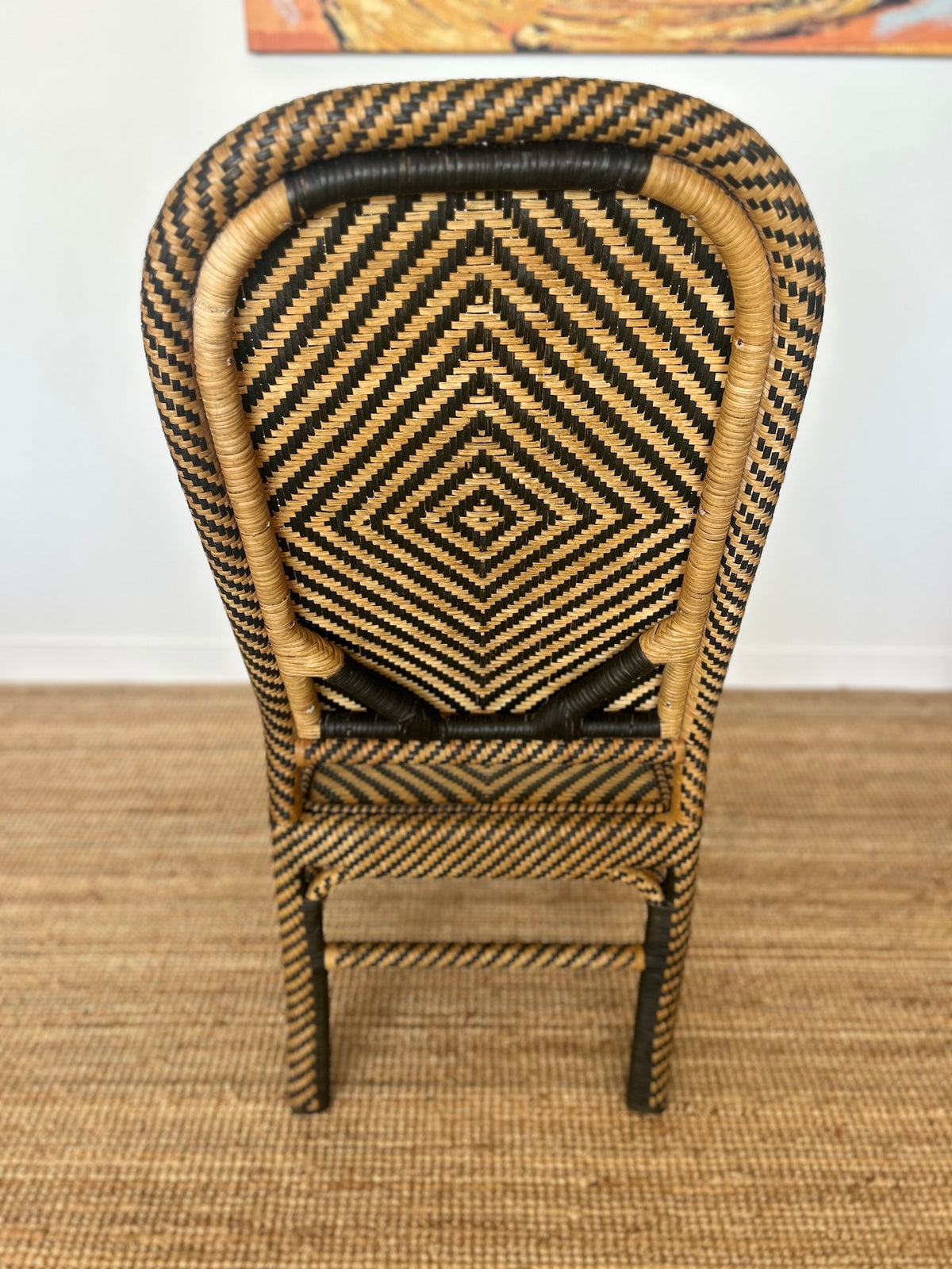1960s Chevron Rattan Armchair