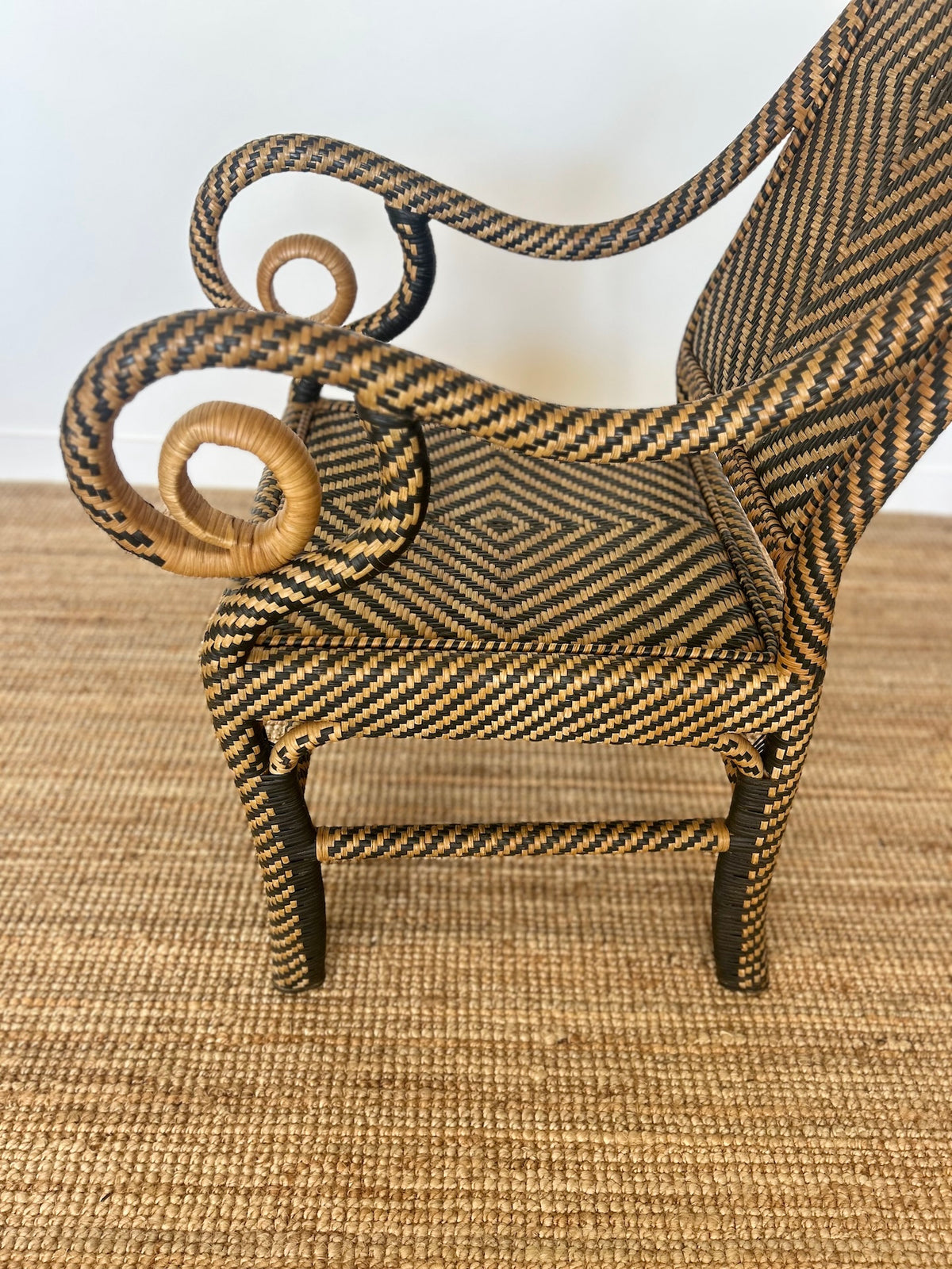 1960s Chevron Rattan Armchair