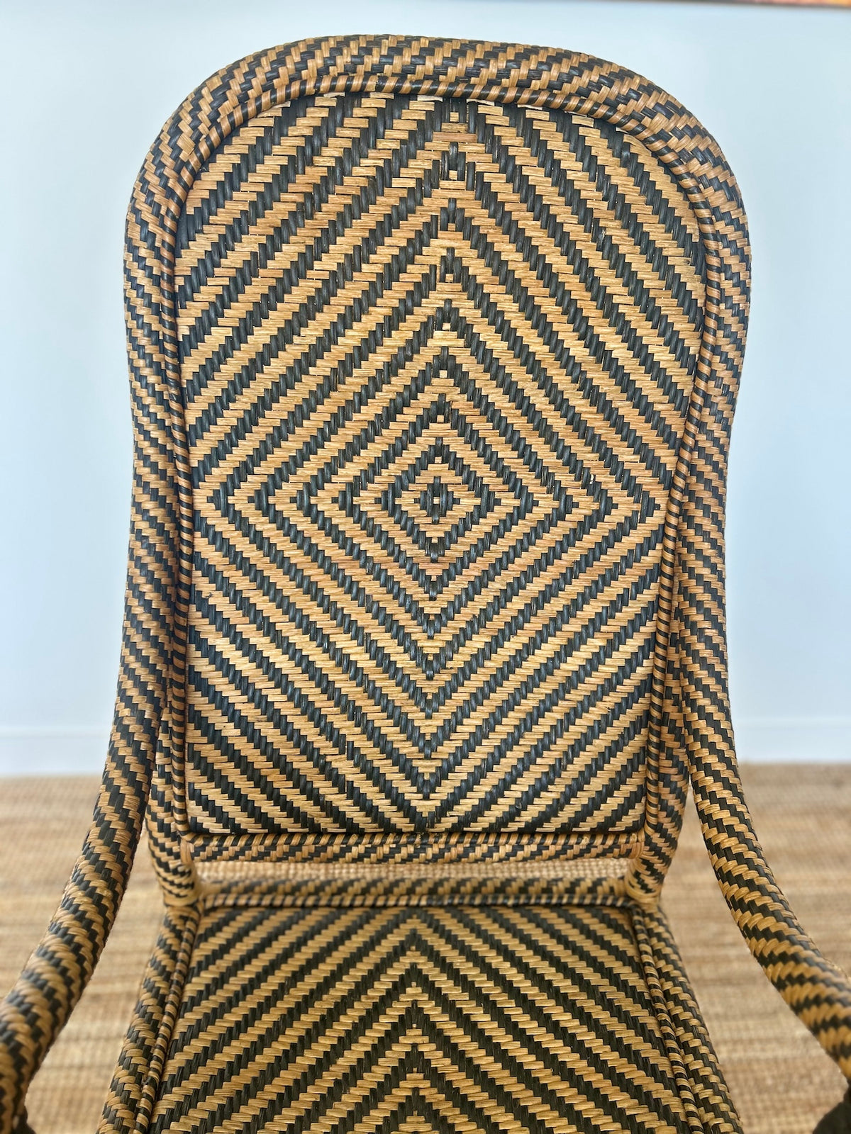 1960s Chevron Rattan Armchair