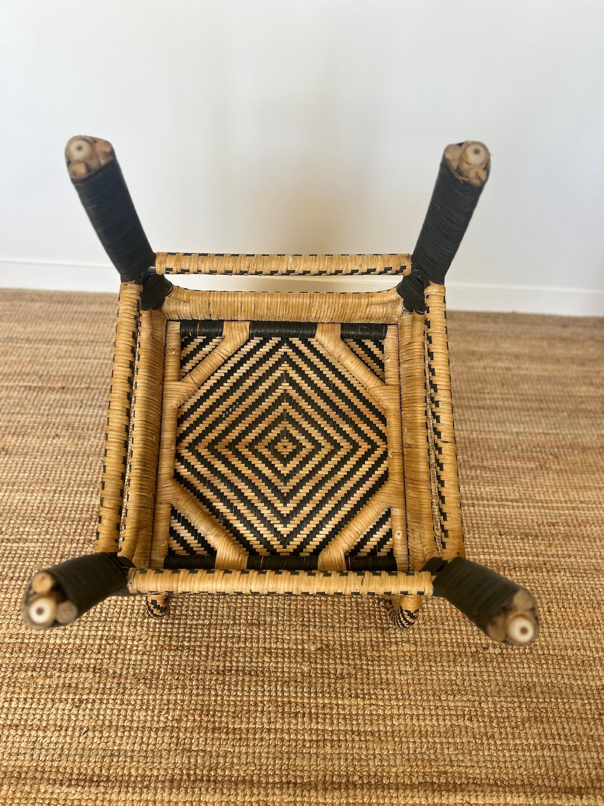 1960s Chevron Rattan Armchair