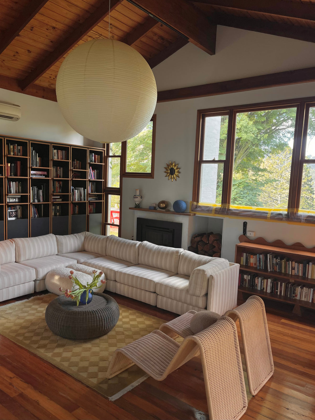 Cream Striped Modular Sofa