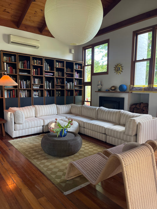 Cream Striped Modular Sofa