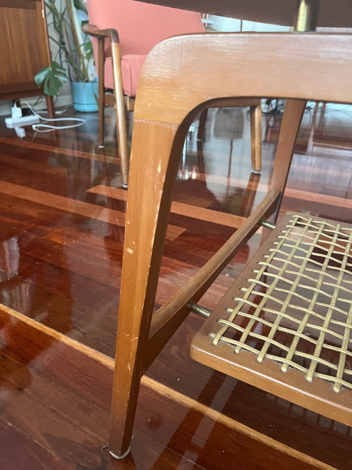 Mid Century Teak Sofa and Coffee Table Setting (armchairs not included)