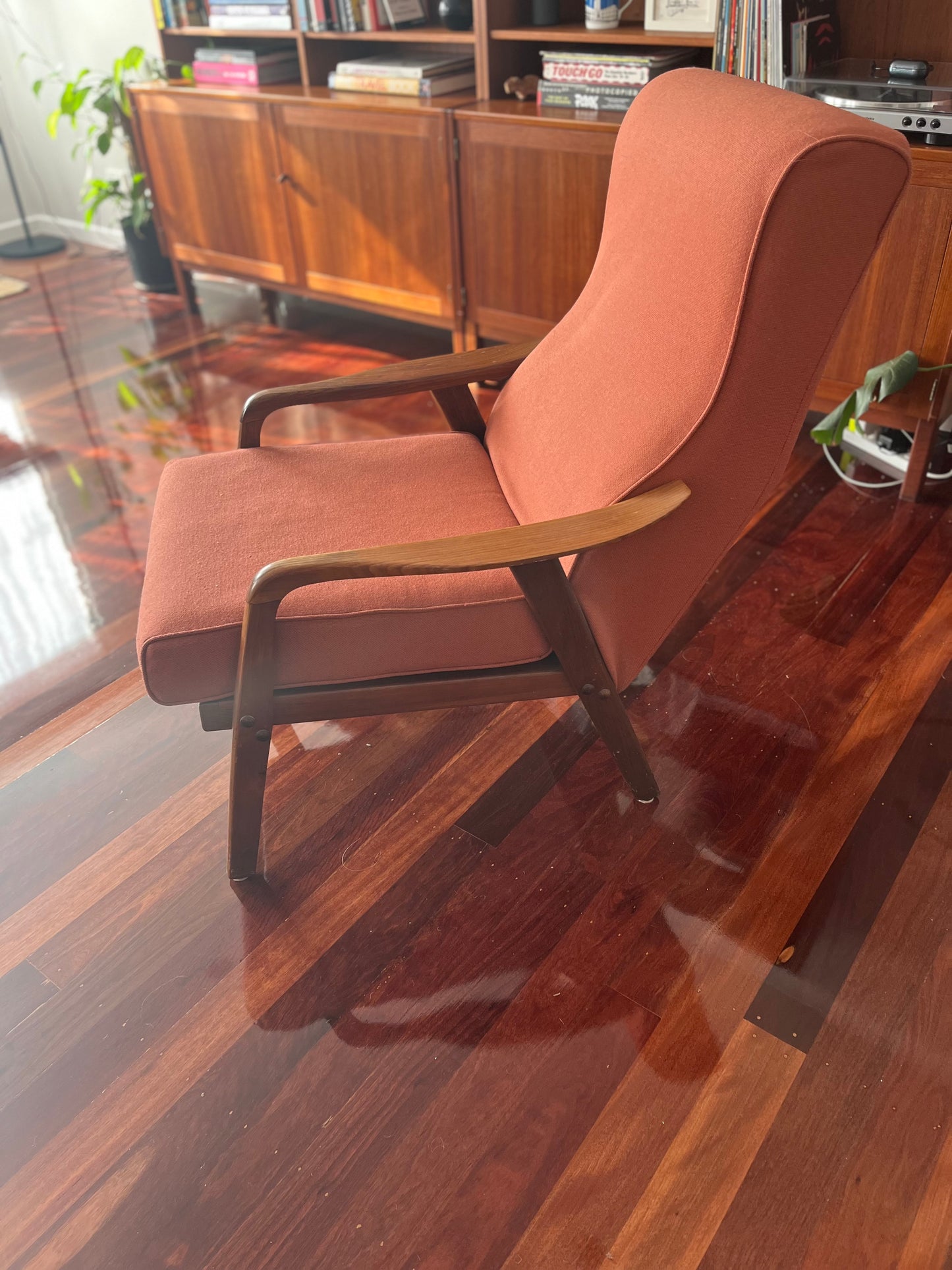 Mid Century Teak Sofa and Coffee Table Setting (armchairs not included)