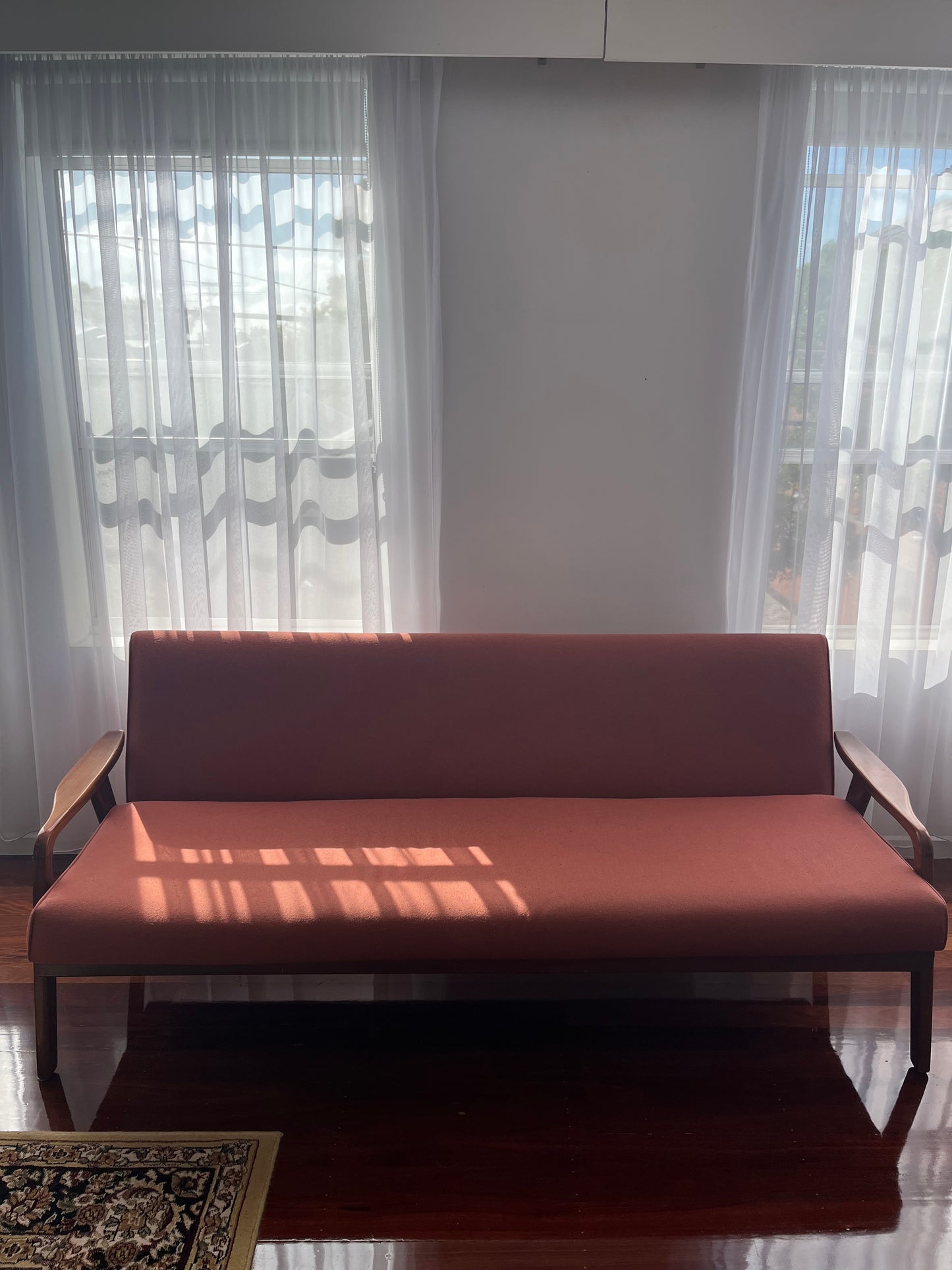 Mid Century Teak Sofa and Coffee Table Setting (armchairs not included)