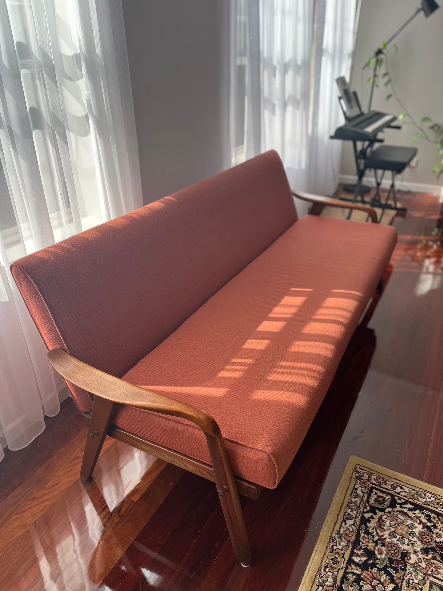 Mid Century Teak Sofa and Coffee Table Setting (armchairs not included)