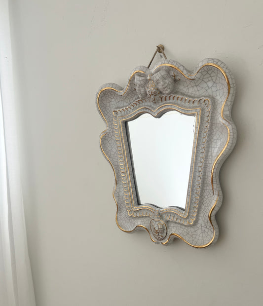 Scalloped Ceramic Mirror, Austria 1930s