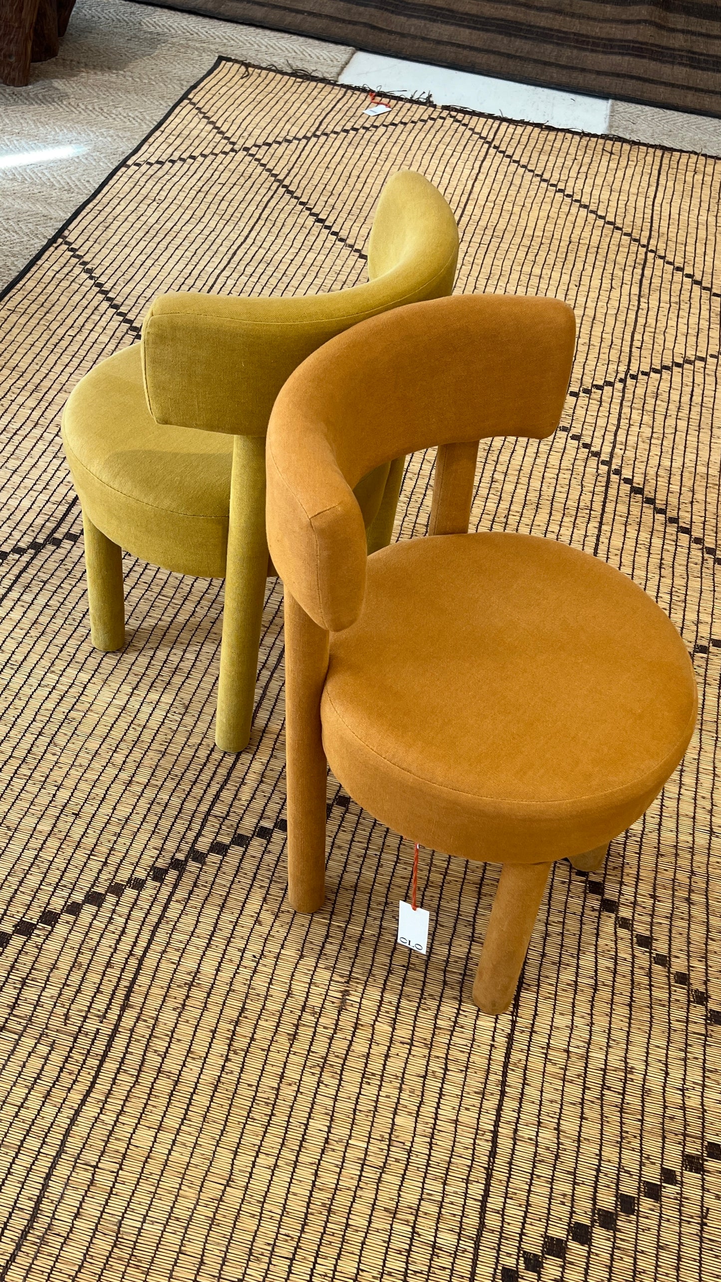 Set of Four Linen Dining Chairs
