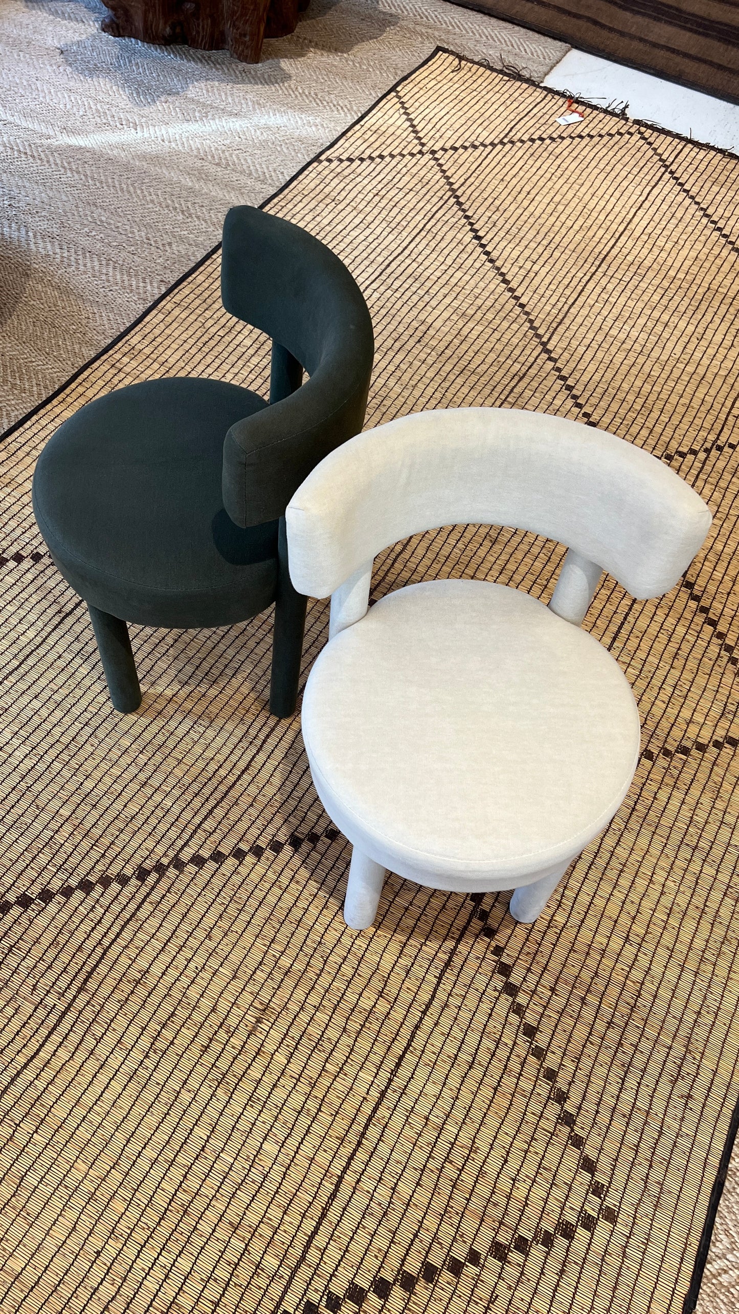Set of Four Linen Dining Chairs