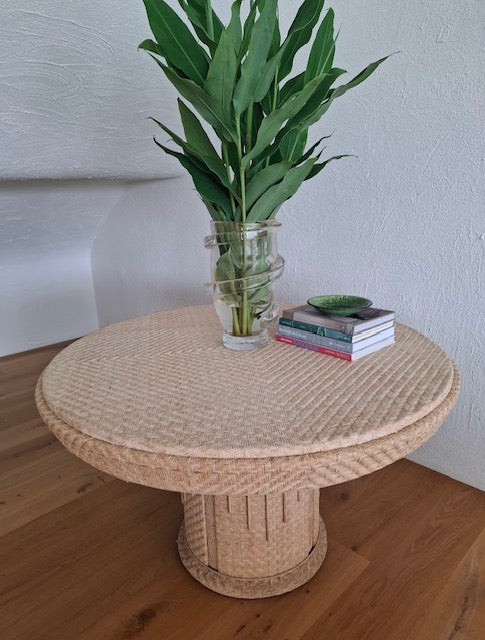 Mid Century French Bleached Rattan Table
