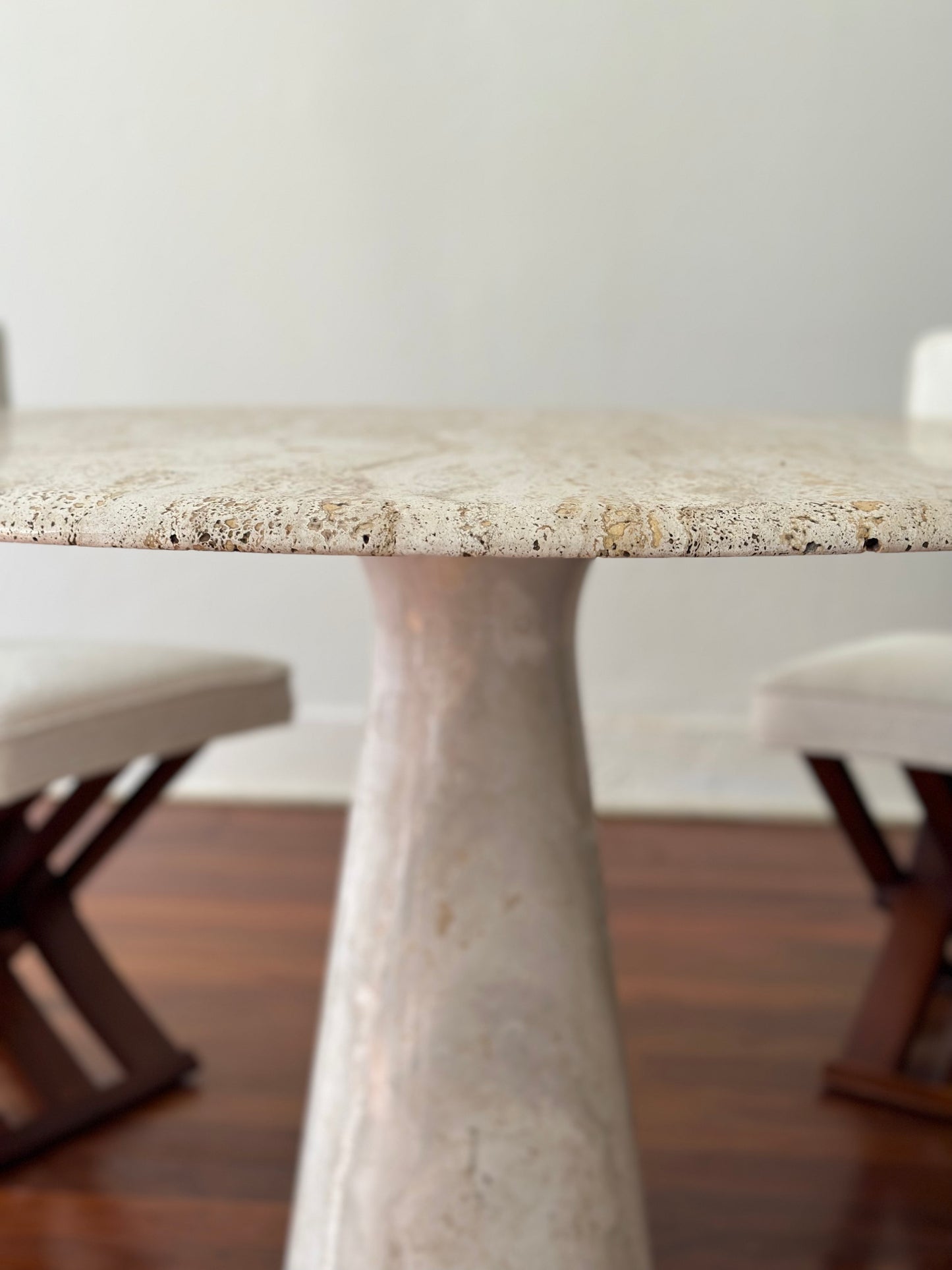 - Travertine Tulip Base Dining Table