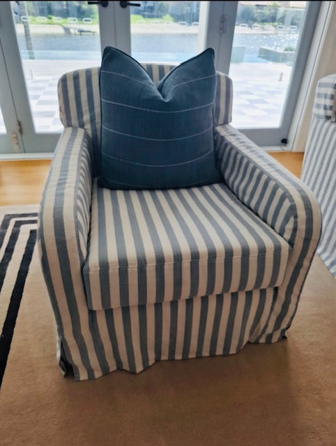 Tamsin Johnson Custom Striped Linen Armchairs