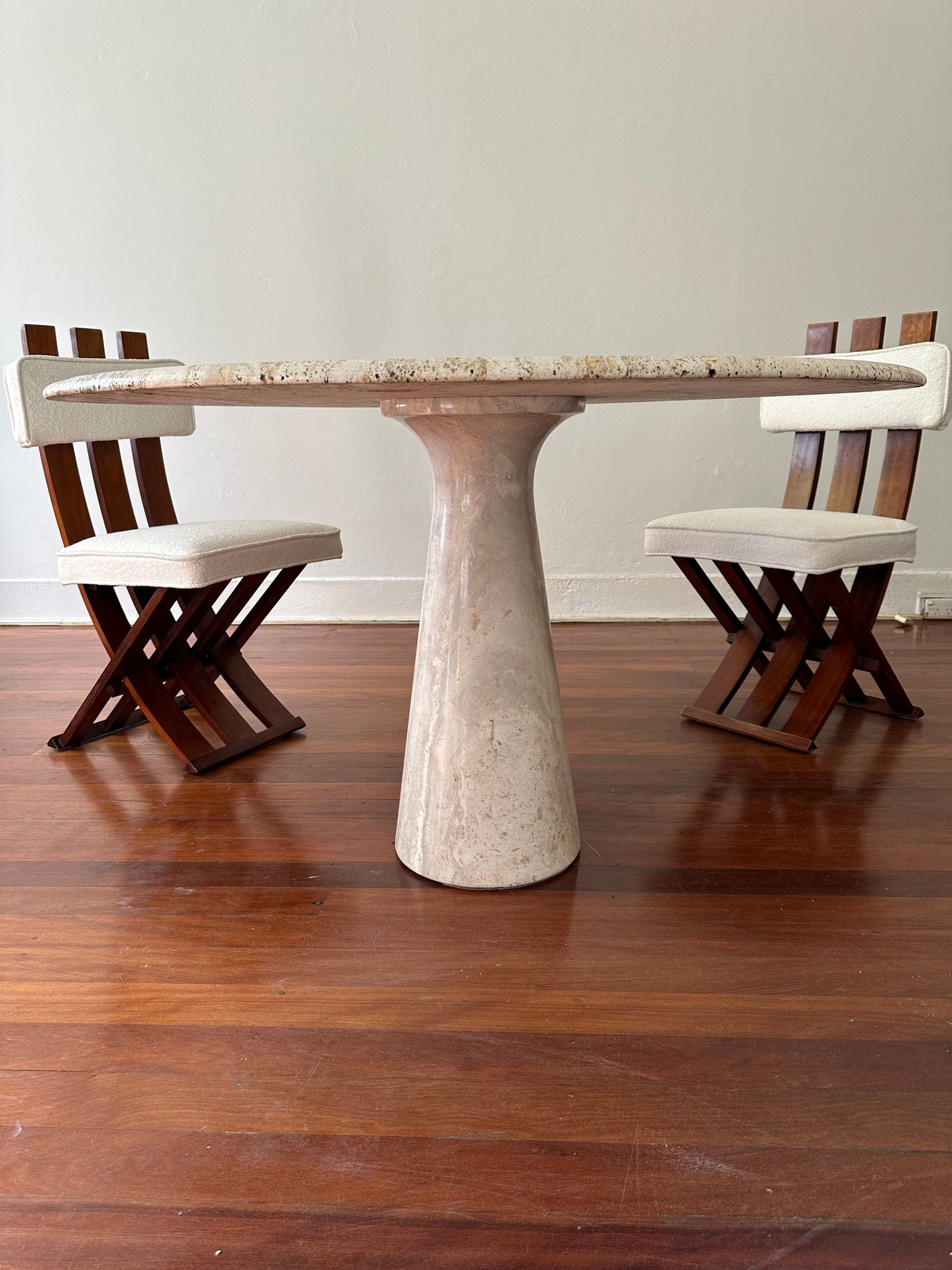 - Travertine Tulip Base Dining Table
