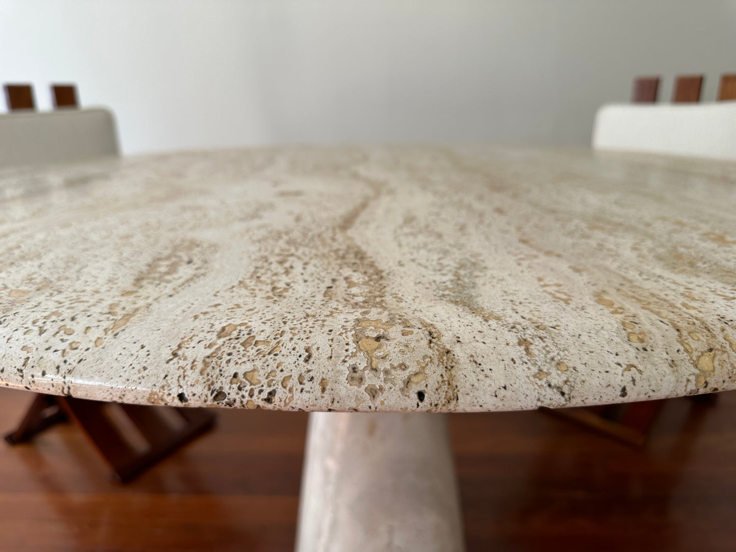 - Travertine Tulip Base Dining Table