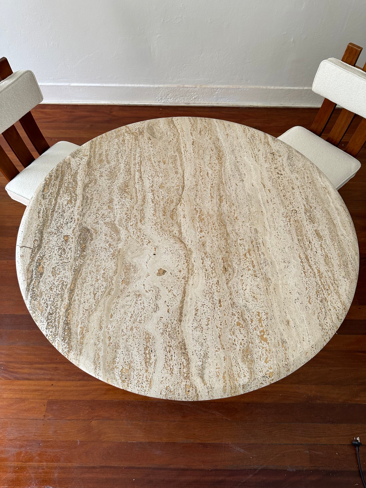 - Travertine Tulip Base Dining Table