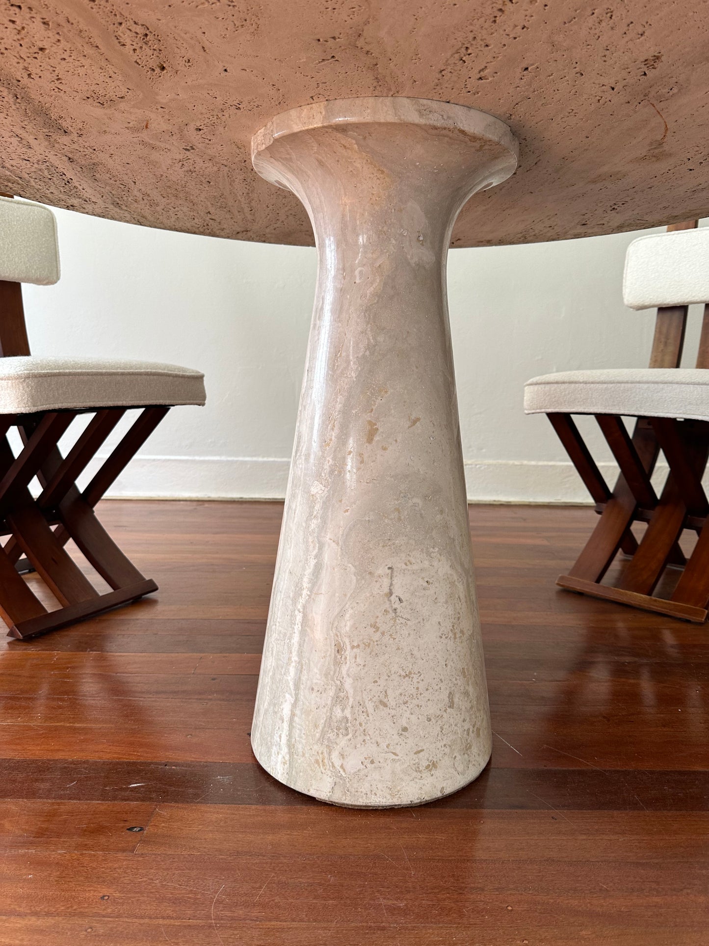 - Travertine Tulip Base Dining Table