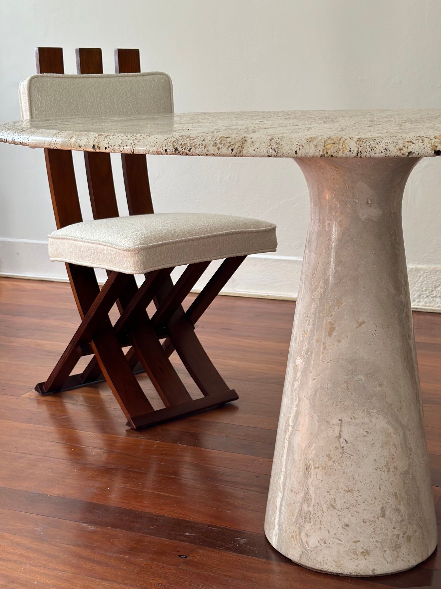 - Travertine Tulip Base Dining Table