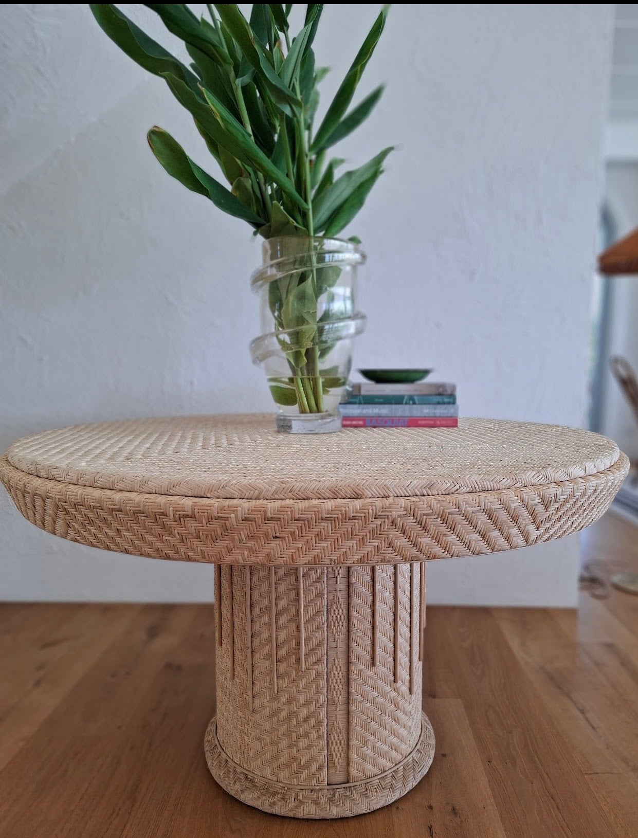 Mid Century French Bleached Rattan Table