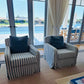 Tamsin Johnson Custom Striped Linen Armchairs