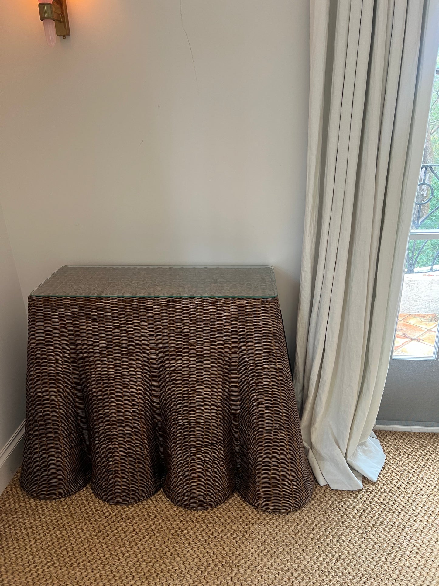 Wicker Wave Console Table