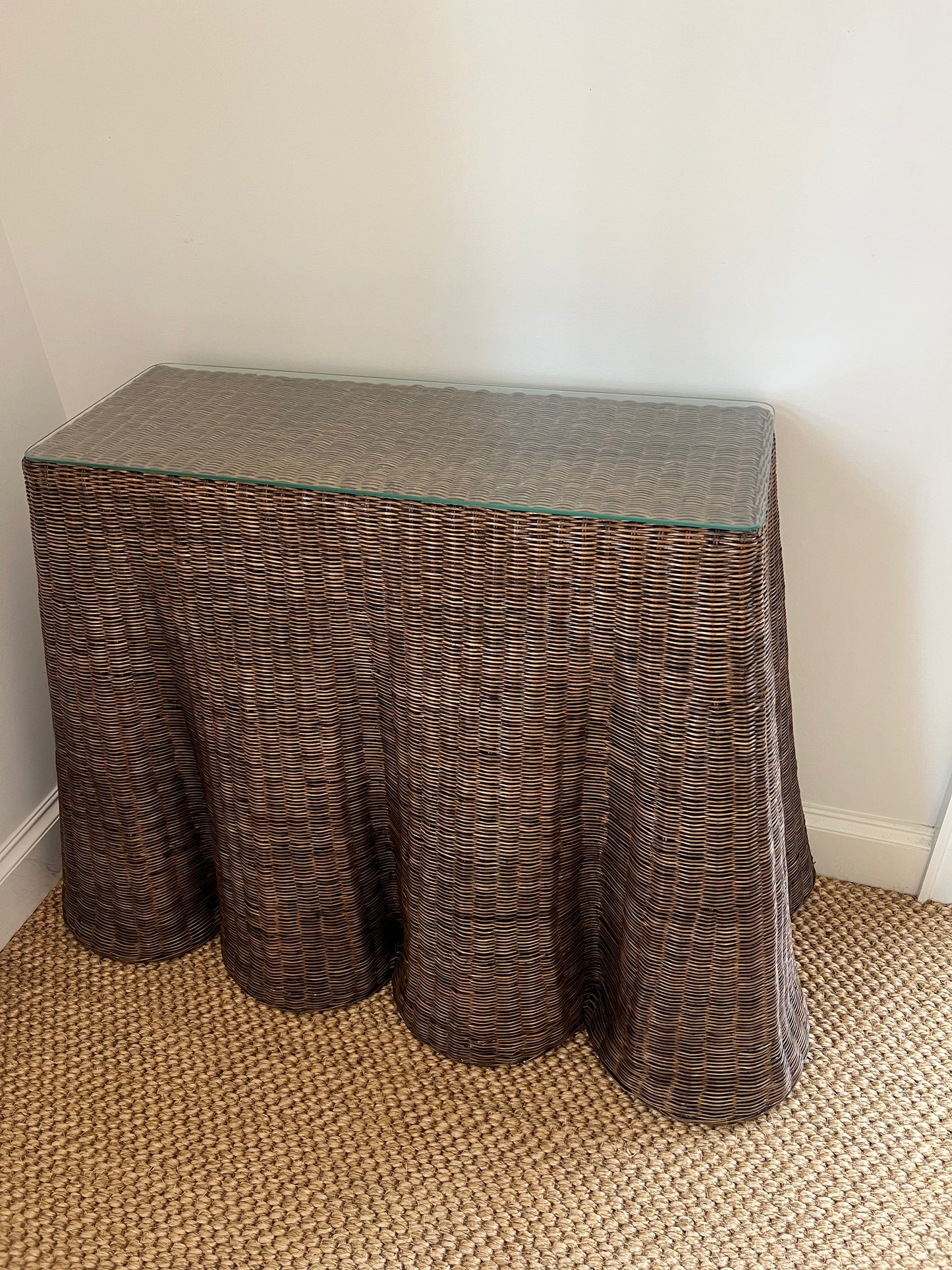 Wicker Wave Console Table