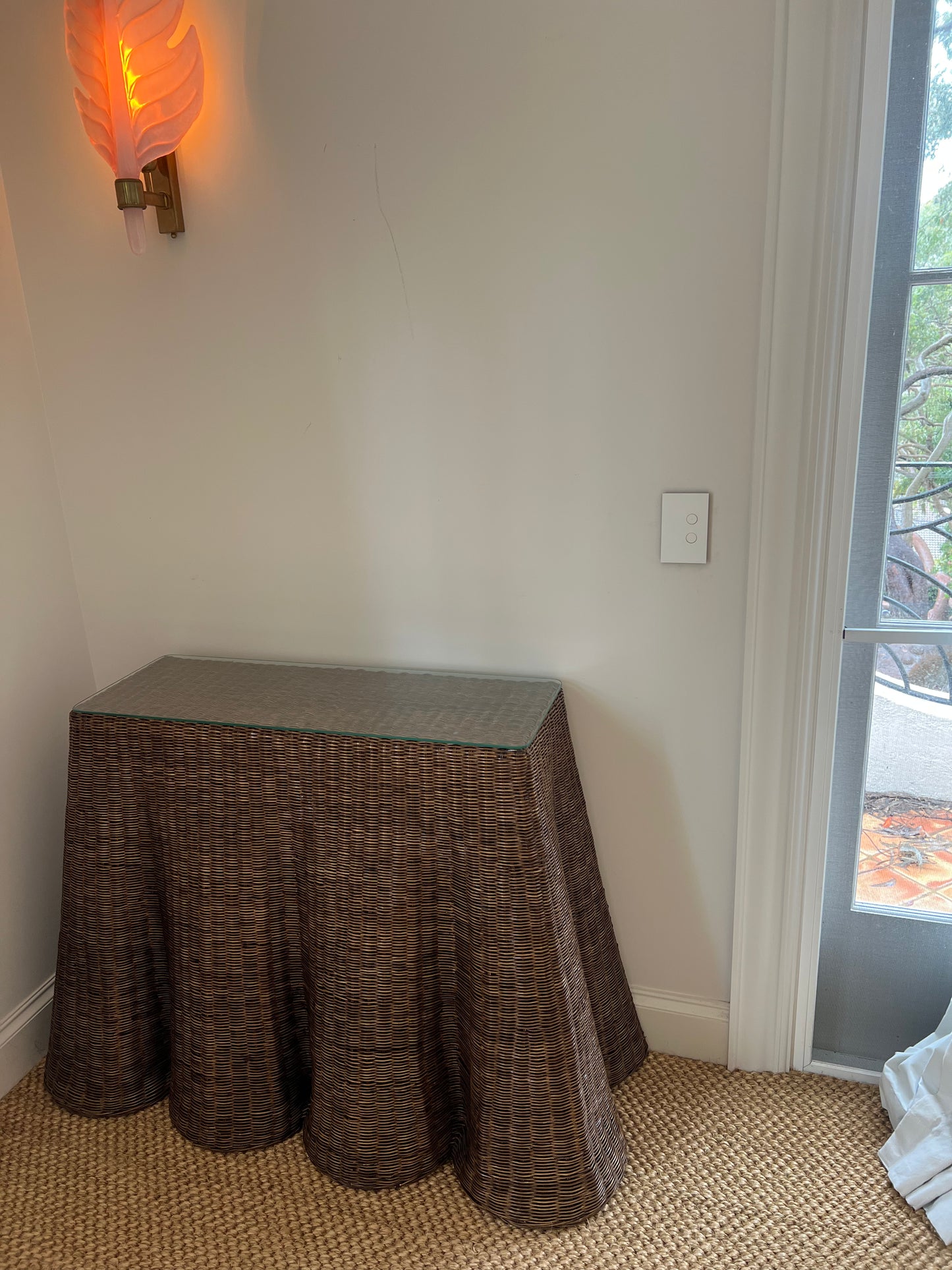 Wicker Wave Console Table