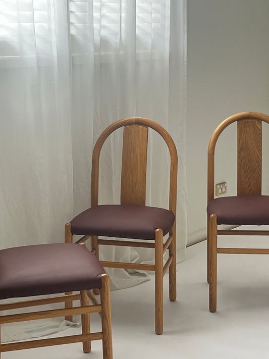 Newly Reupholstered Leather Dining Chair by Fratelli Montina (12 Available)