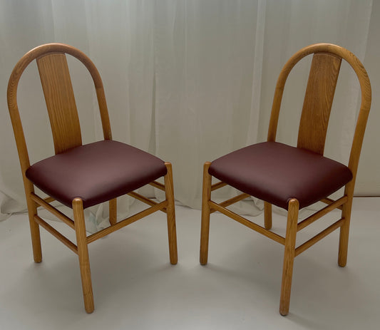 Newly Reupholstered Leather Dining Chair by Fratelli Montina -  1970s Italy (12 Available)