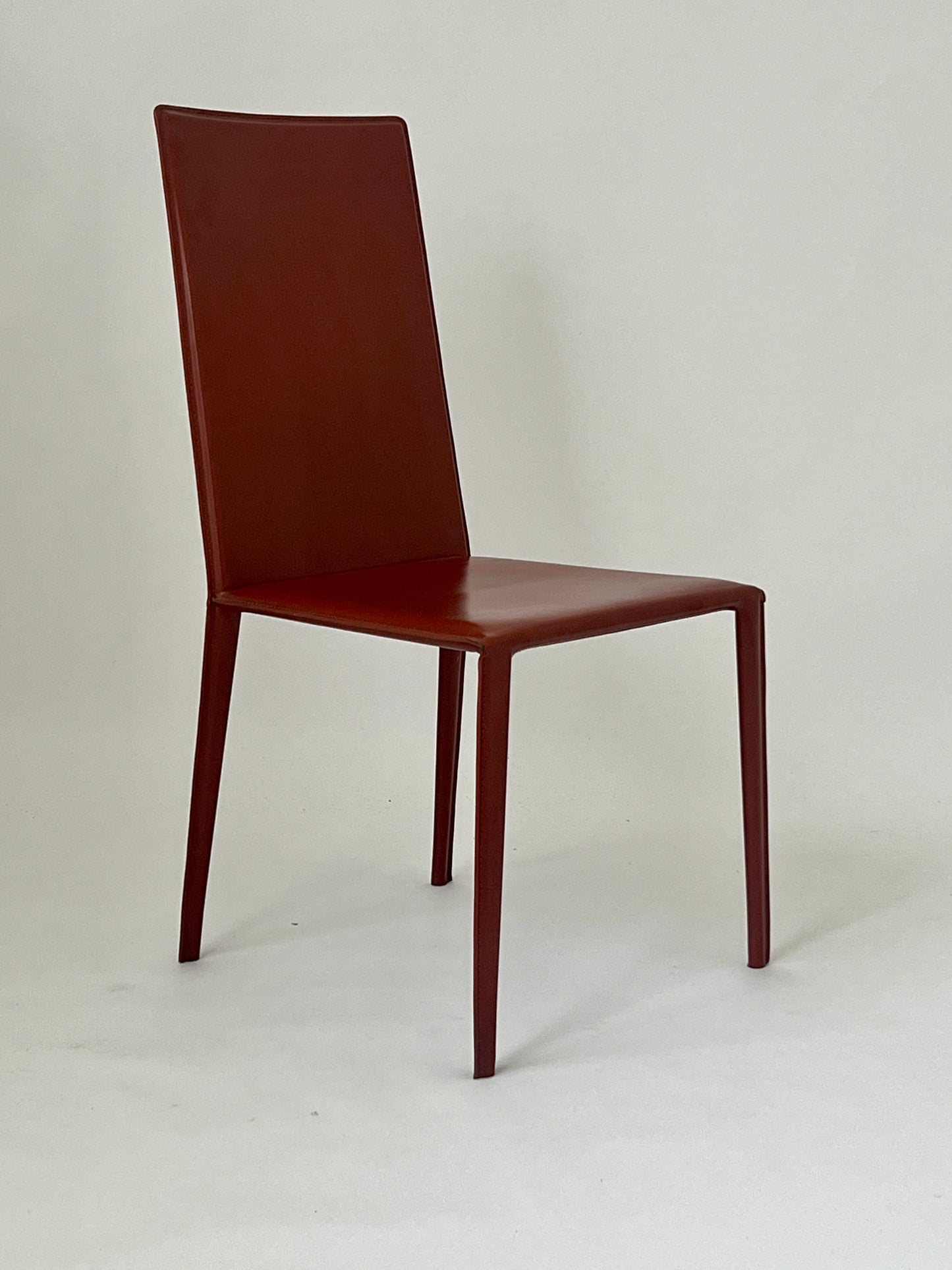 Set of 6 Brick Red 'Norma' Dining Chairs by Arper, Italy