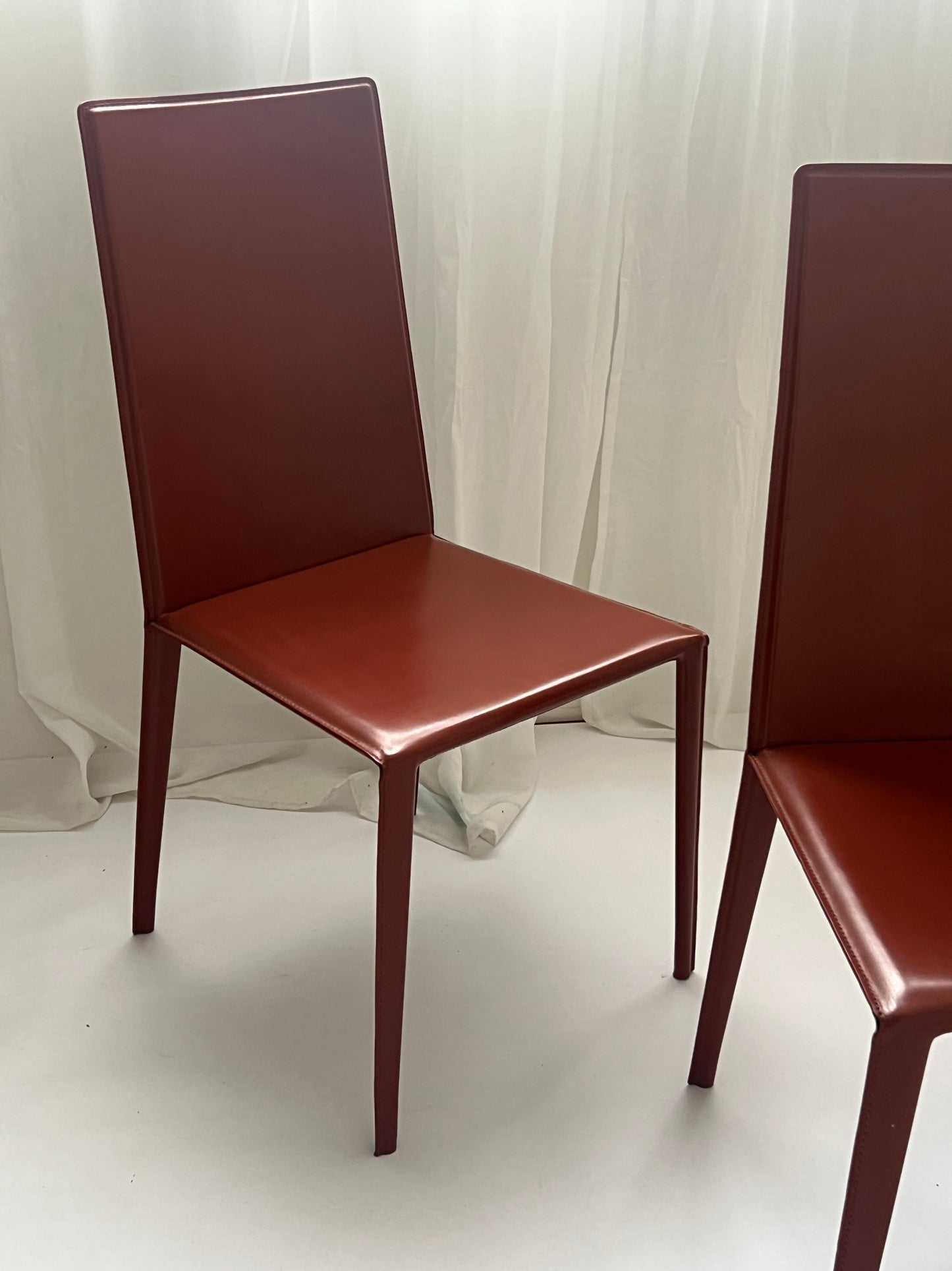 Set of 6 Brick Red 'Norma' Dining Chairs by Arper, Italy