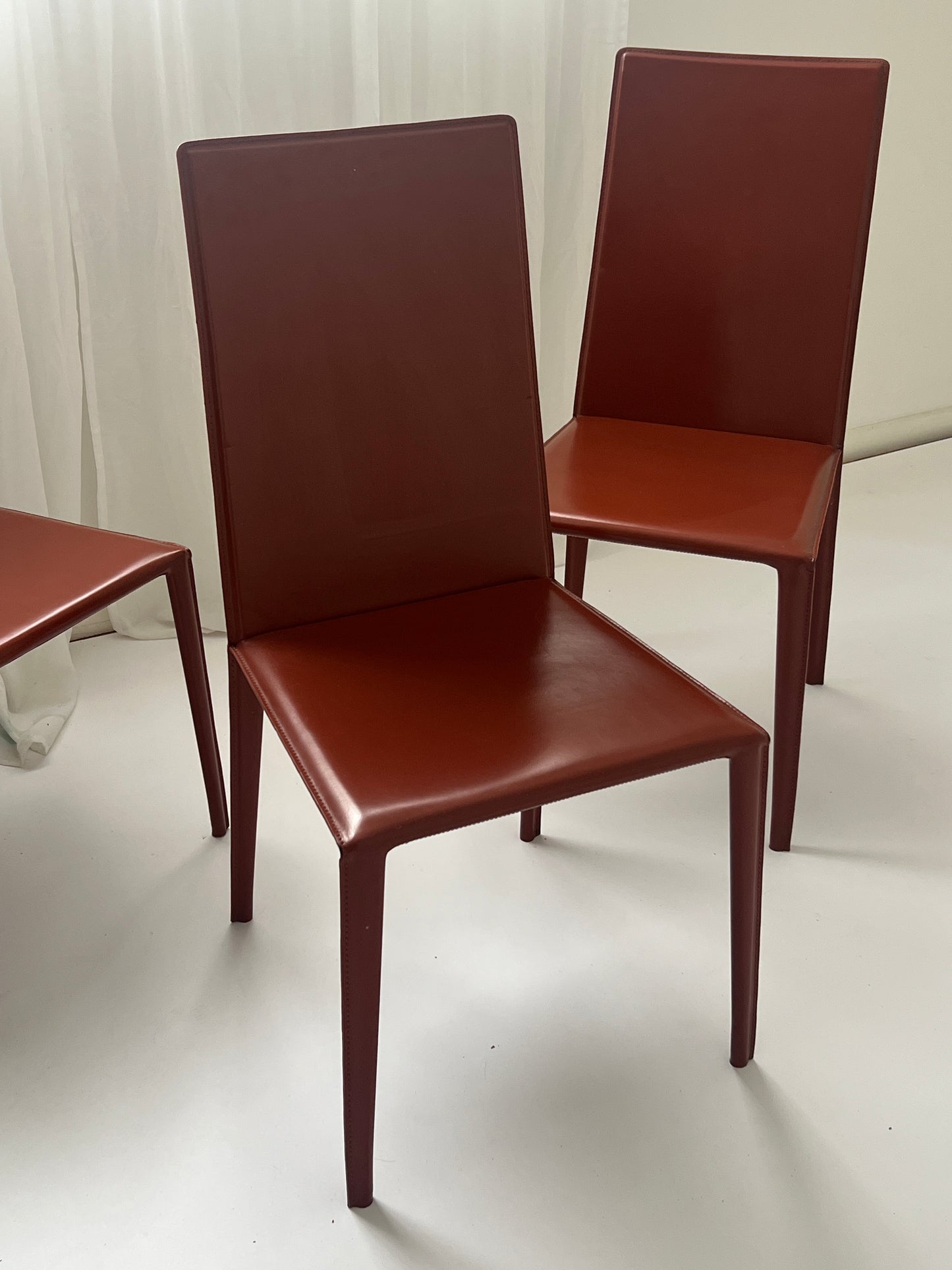 Set of 6 Brick Red 'Norma' Dining Chairs by Arper, Italy