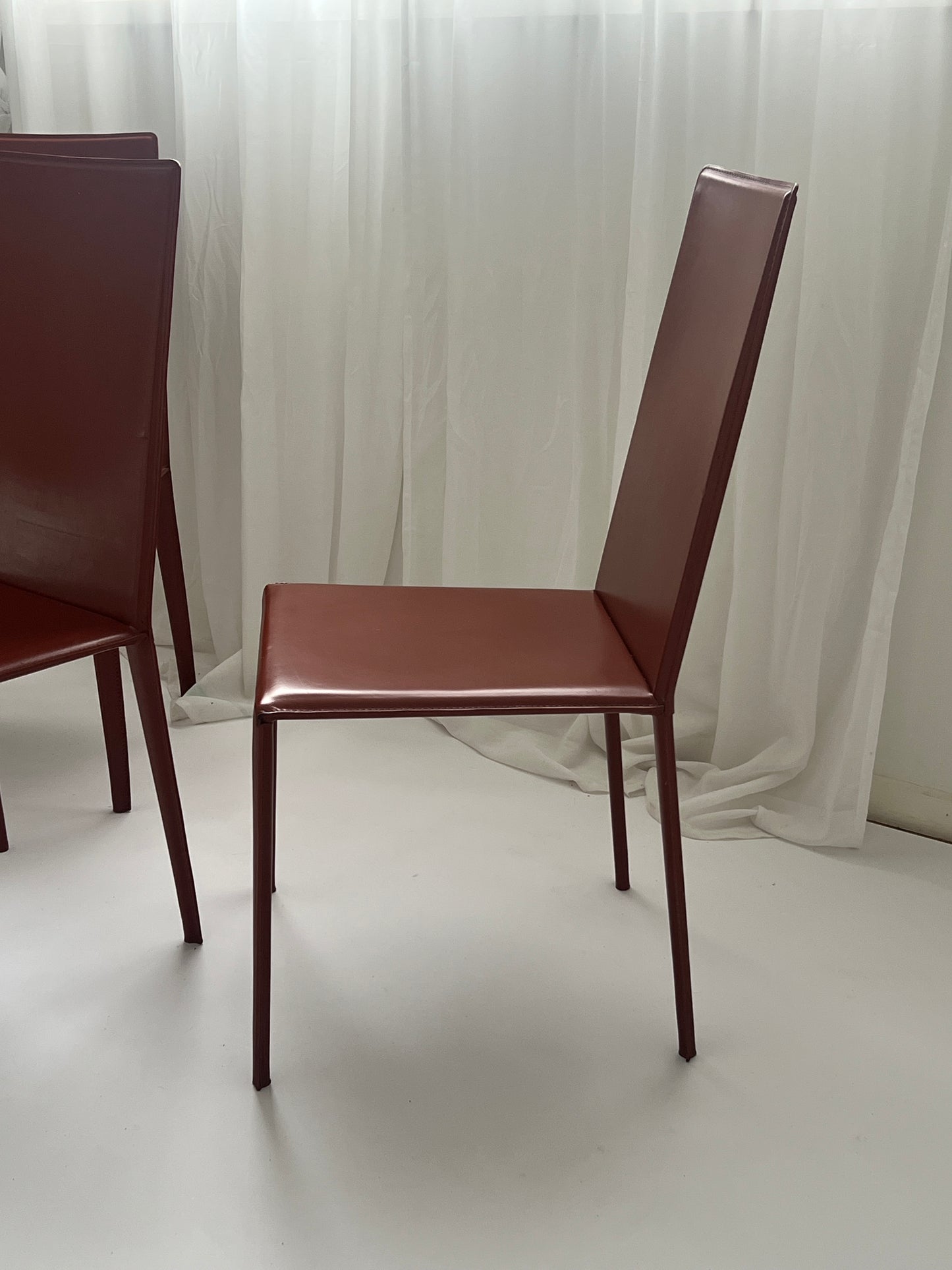Set of 6 Brick Red 'Norma' Dining Chairs by Arper, Italy