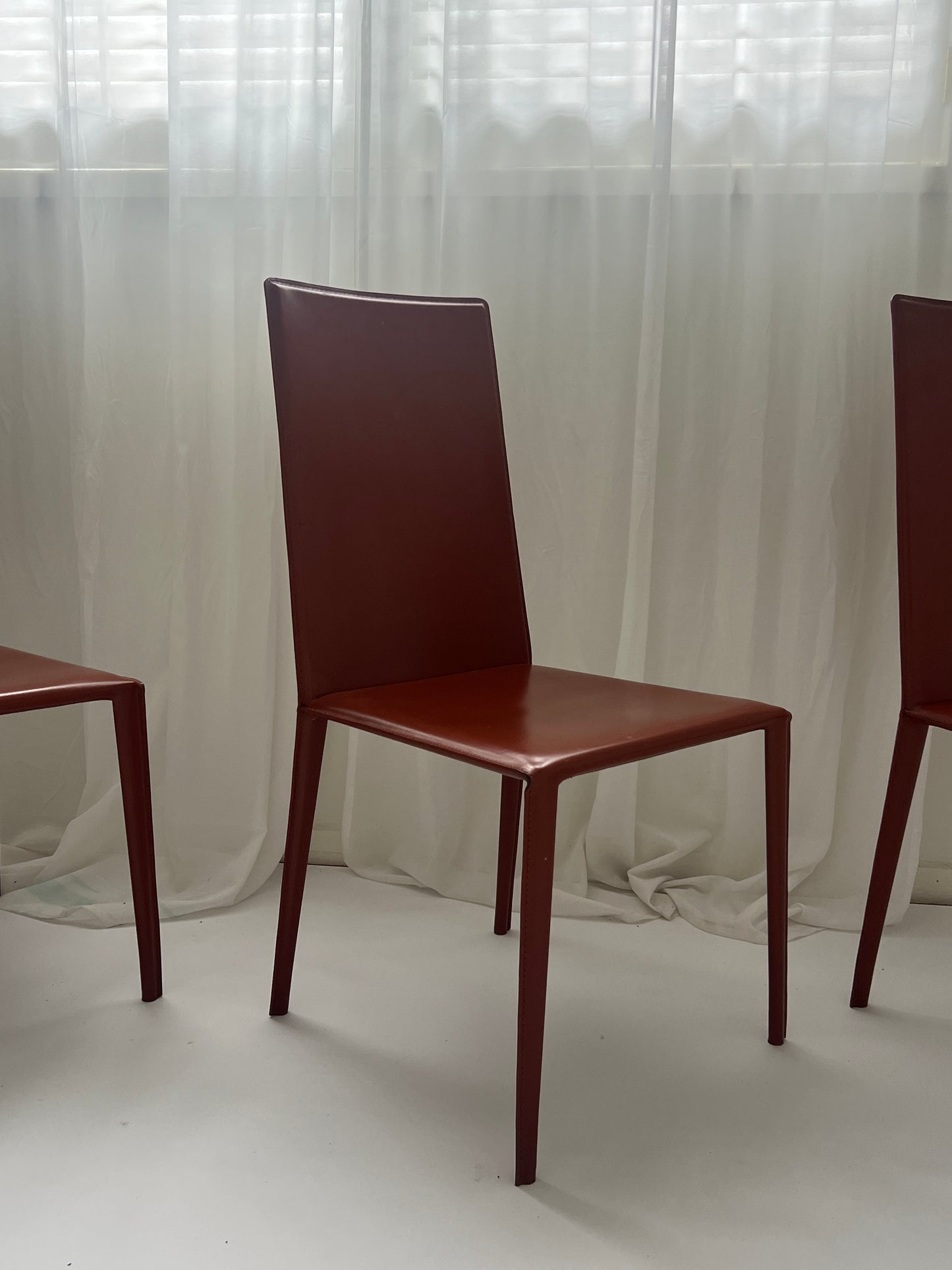 Set of 6 Brick Red 'Norma' Dining Chairs by Arper, Italy