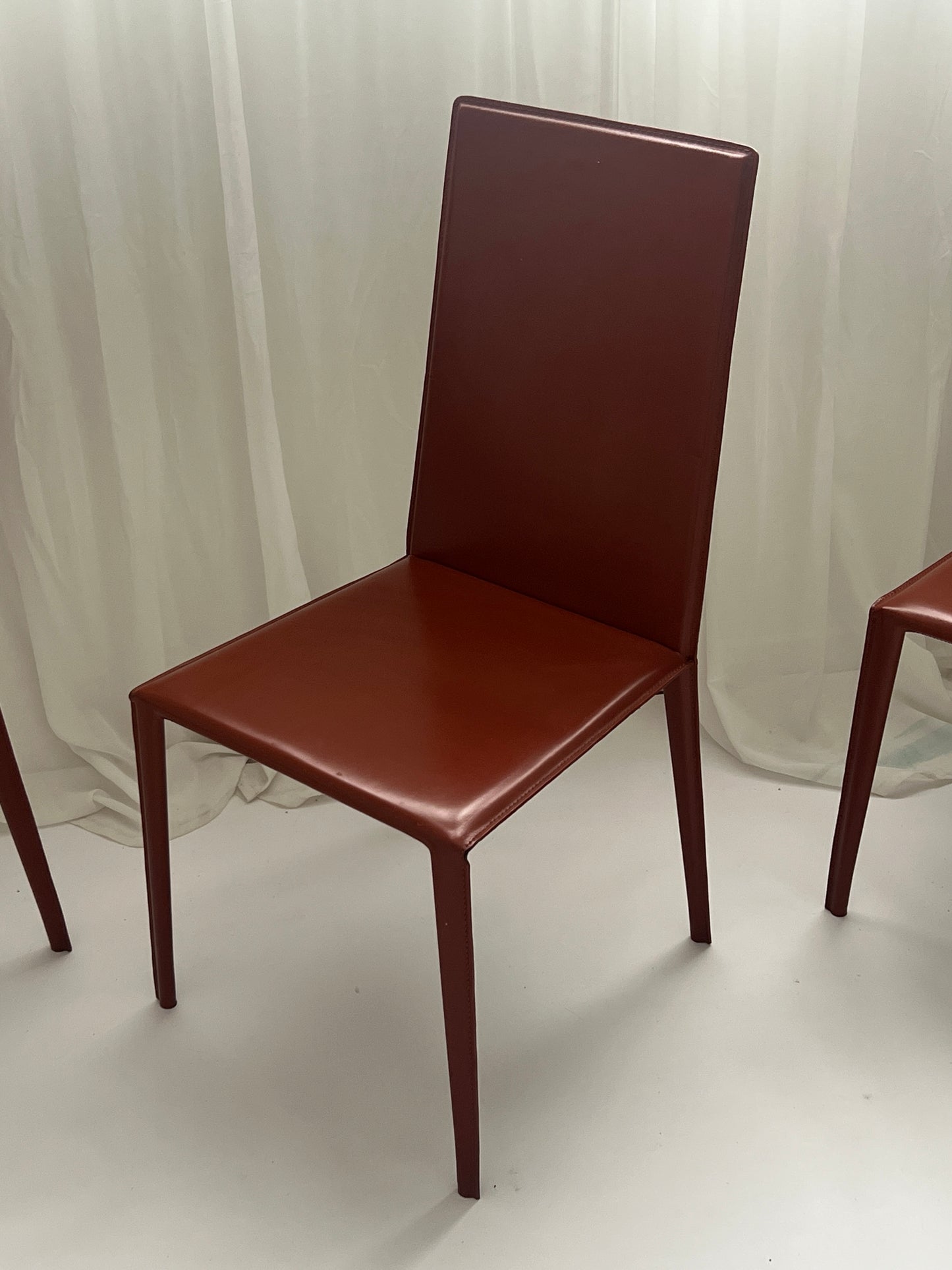 Set of 6 Brick Red 'Norma' Dining Chairs by Arper, Italy