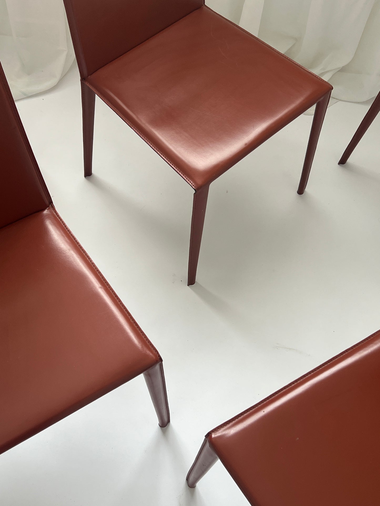 Set of 6 Brick Red 'Norma' Dining Chairs by Arper, Italy