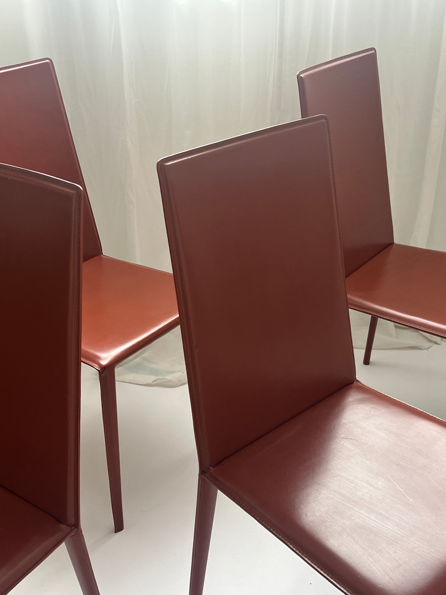 Set of 6 Brick Red 'Norma' Dining Chairs by Arper, Italy