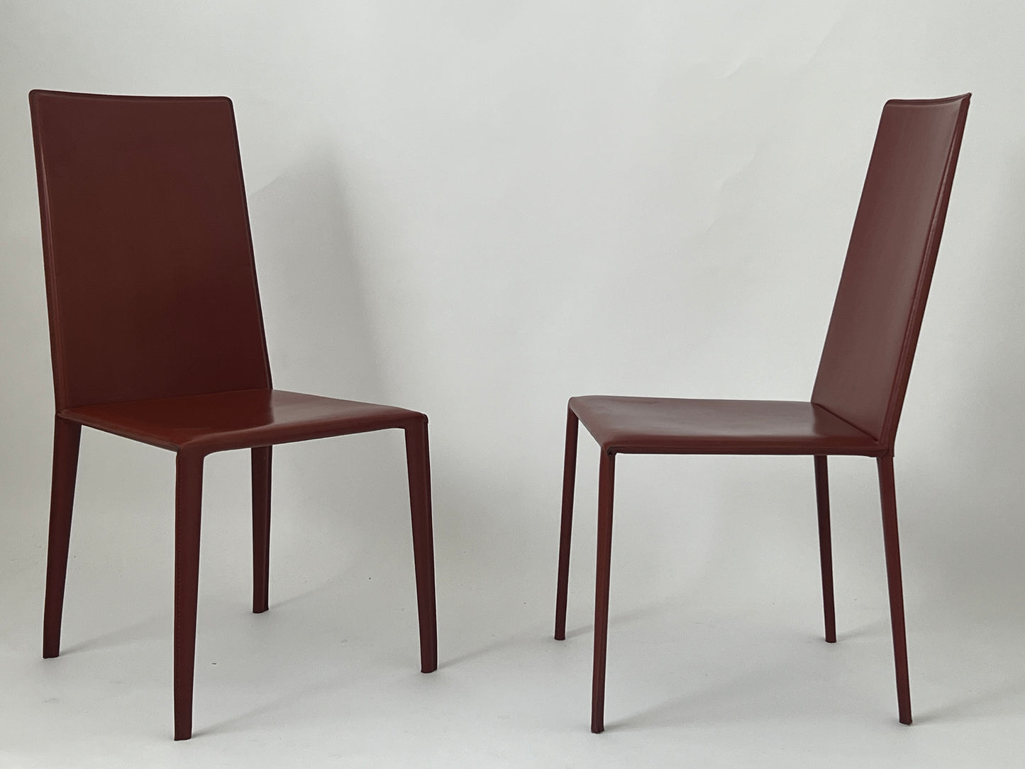Set of 6 Brick Red 'Norma' Dining Chairs by Arper, Italy