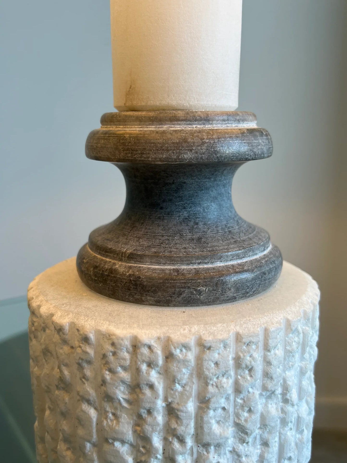 Italian White Marble Table Lamp, 1950s