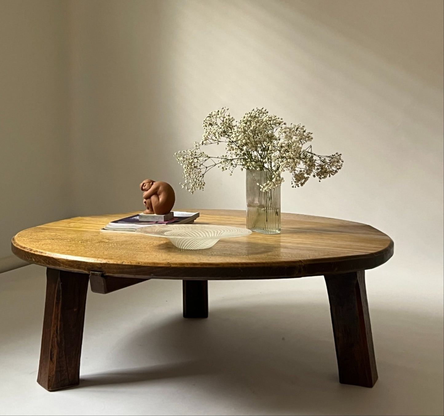 Three-Legged 1940s Coffee Table, Handmade