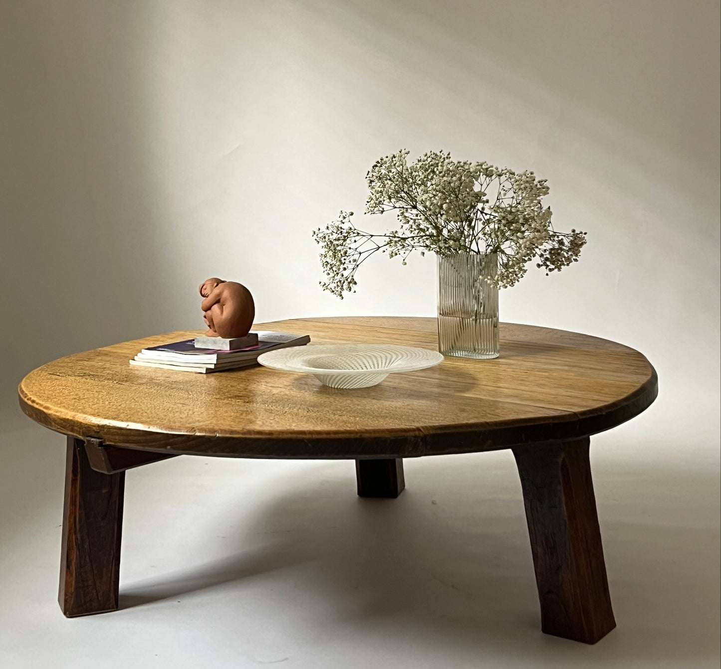Three-Legged 1940s Coffee Table, Handmade